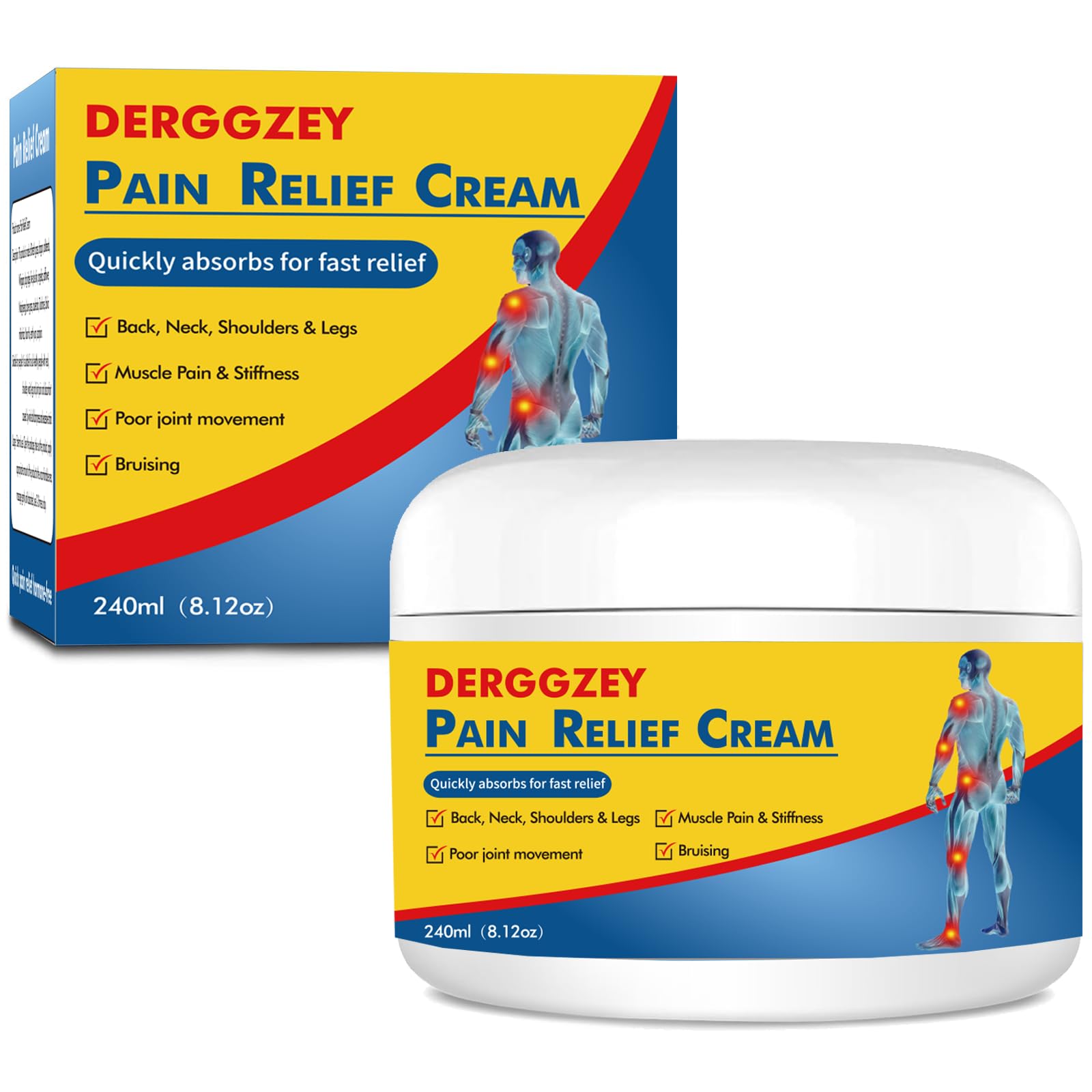 Derggzey Naturals Arthritis Pain Relief Cream 8 oz - Maximum Strength Deep Penetrating for Joint, Muscle, Knee, Back, Feet, Hand, Ankle - Effective Soothing DerggzeyAu supplements