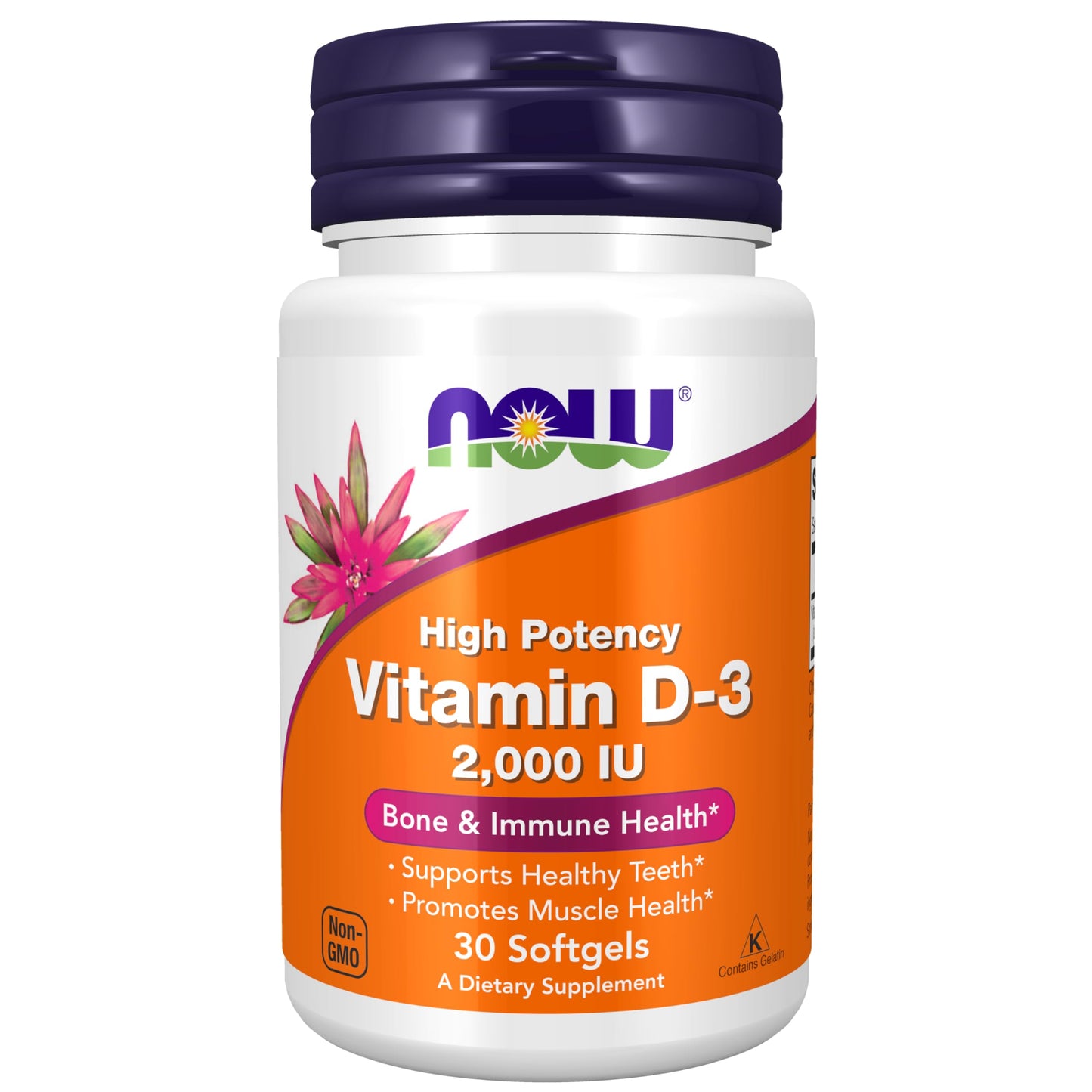 NOW Supplements, Vitamin D-3 2,000 IU, High Potency, Structural Support*, 30 Softgels NOWUS supplements