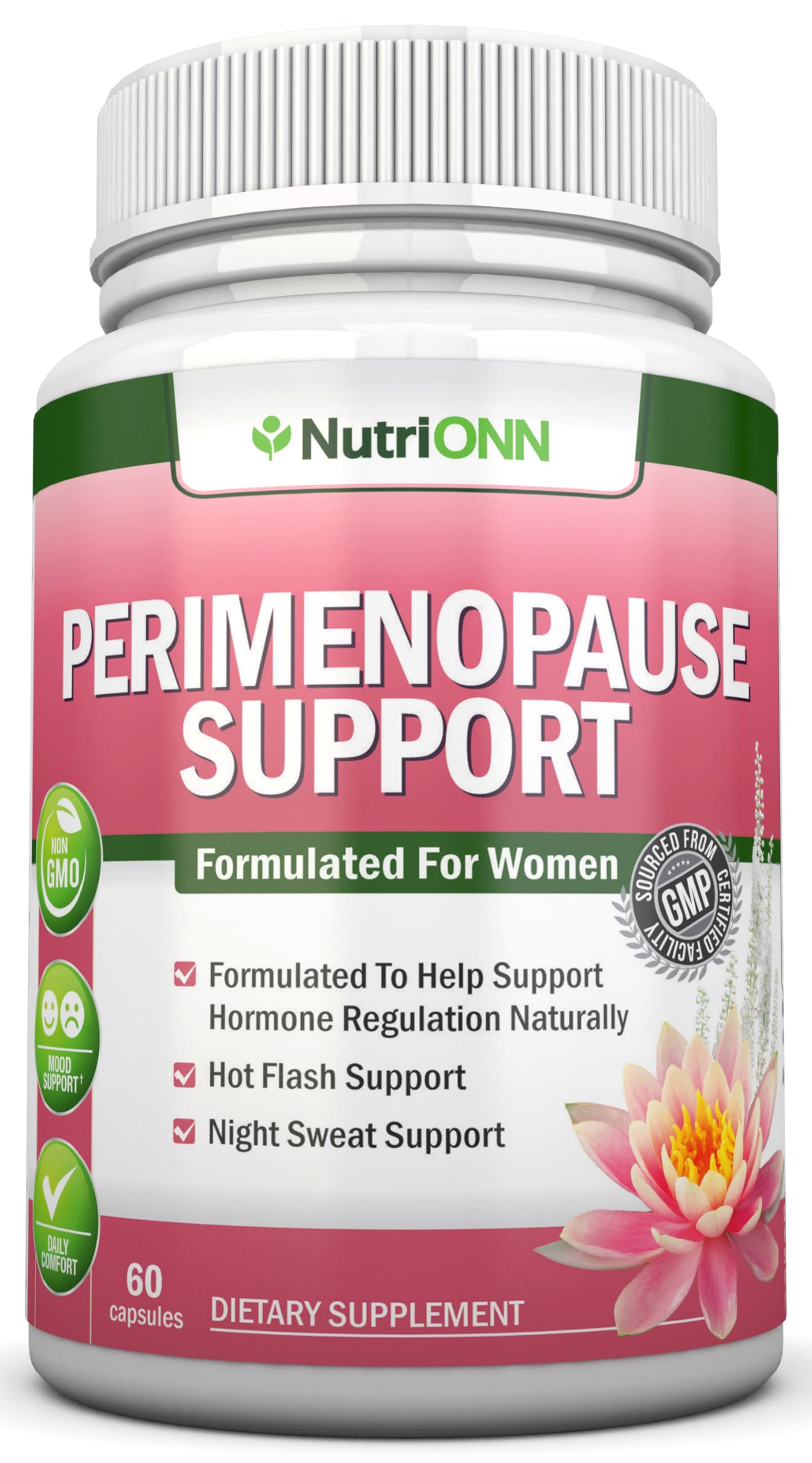NutriONN Perimenopause Supplement for Women - Natural Support for Hot Flashes & Night Sweats - Improved Mood & Sleep - 11 Herbal Ingredients with Black Cohosh & Red Clover - Hormone Balance - Non-GMO NutriONNAu supplements