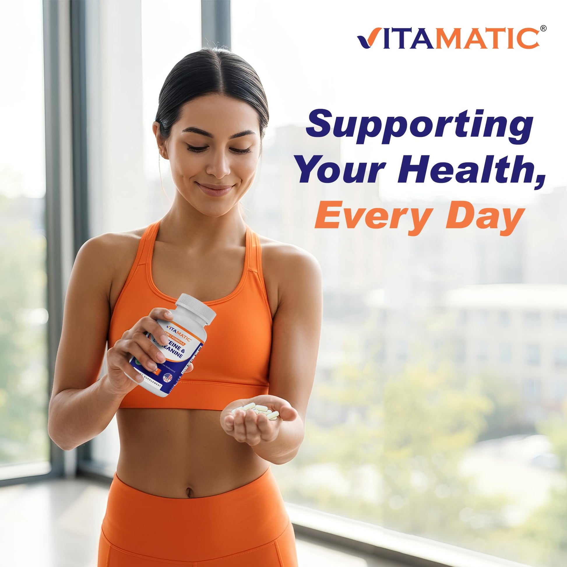 Vitamatic L-Theanine 200mg with Caffeine 100mg – 120 Vegetarian Tablets Nootropic Supplement for Focused Energy & Mental Clarity VitamaticAu supplements