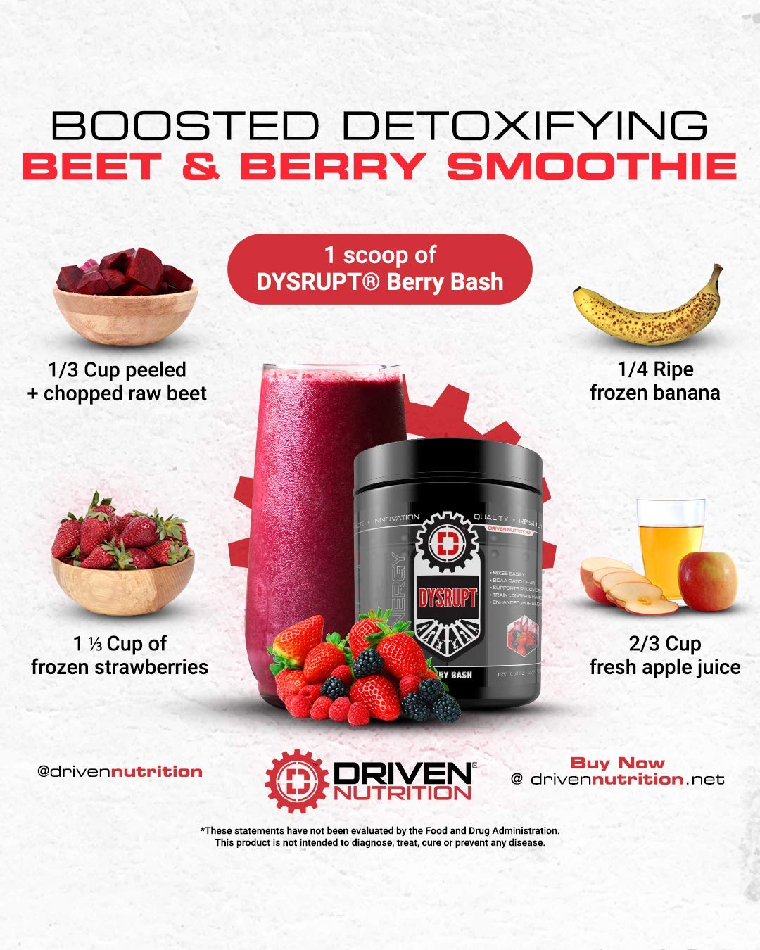 Driven Nutrition DYSRUPT: BCAA + Caffeine with Electrolytes: Sugar & Gluten Free Supplement Driven NutritionAu supplements