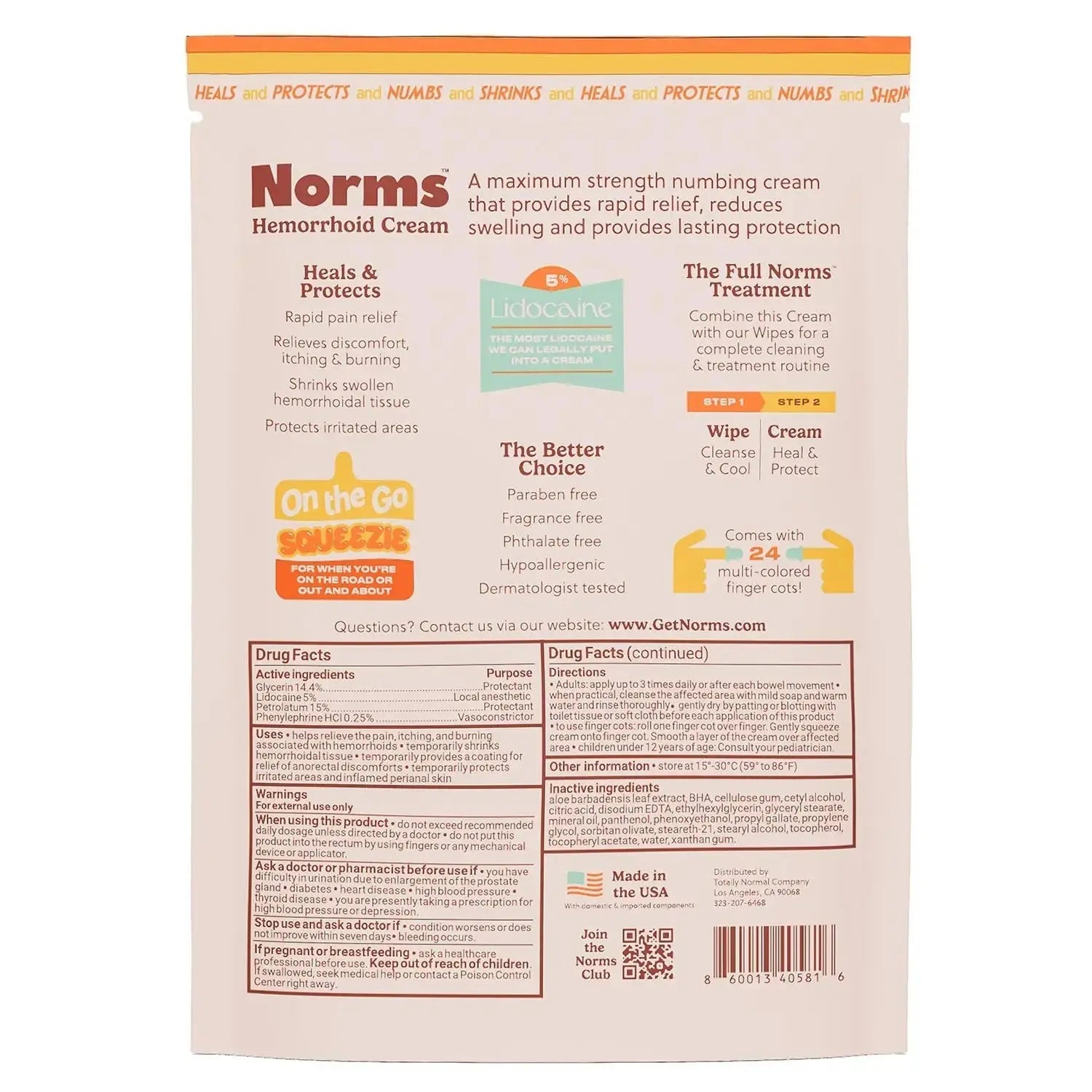 Norms Squeezies Lidocaine Hemorrhoid Cream, Discreet Single Use Travel Packets, 5% Lidocaine, Phenylephrine, Aloe and Glycerin – Numbing, Soothing & Swelling Relief On the Go, 12 Count NormsAu supplements