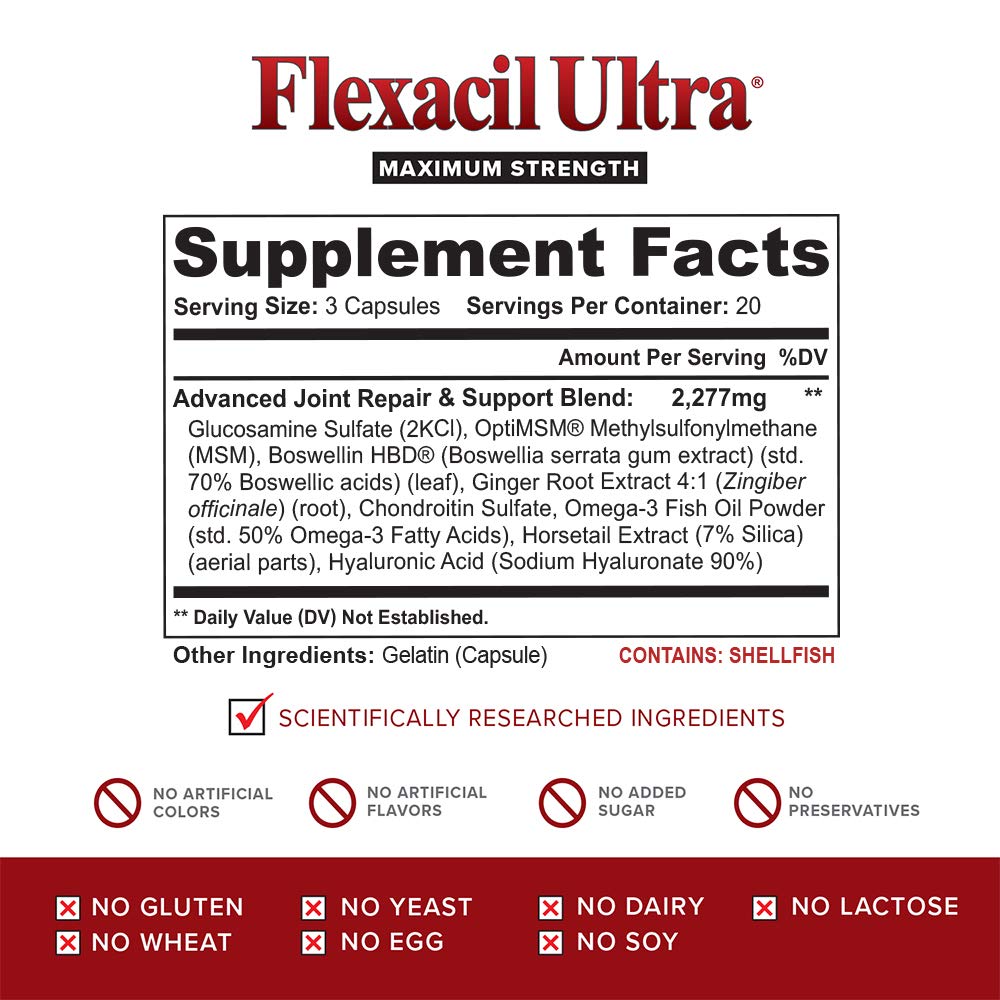 Flexacil Ultra Joint Health & Support Supplement with Glucosamine, Chondroitin Flexacil UltraUS supplements