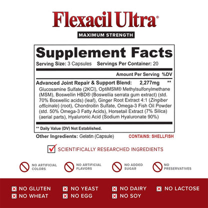 Flexacil Ultra Joint Health & Support Supplement with Glucosamine, Chondroitin Flexacil UltraUS supplements