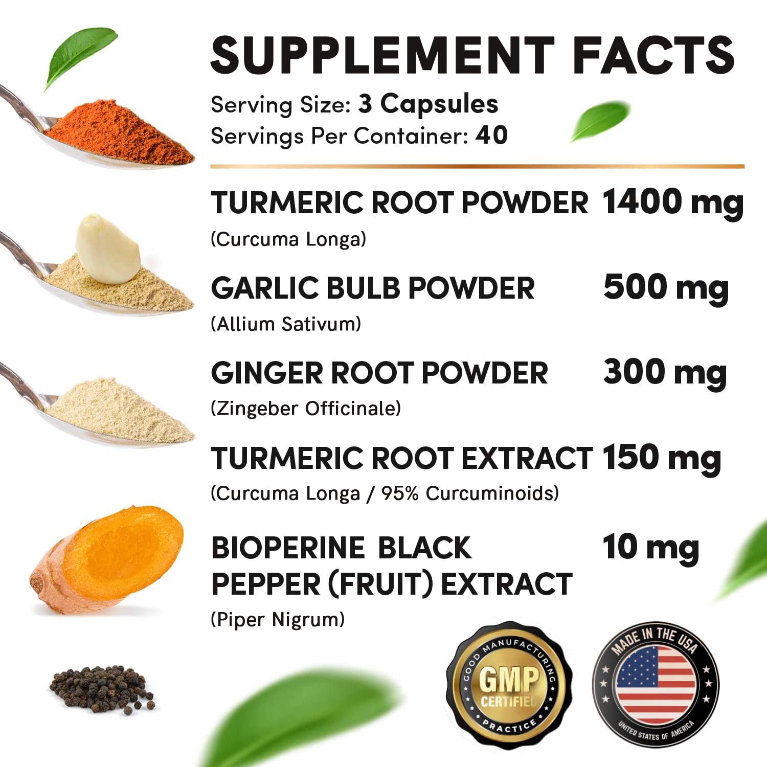 4-in-1 Turmeric and Garlic Supplements with Bioperine 2360 mg (360 ct) Turmeric Ginger MEDCHOICEAu supplements