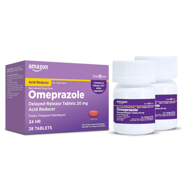 Amazon Basic Care Omeprazole Delayed Release Tablets 20 mg, Acid Reducer, Heartburn Medicine, 14-Day Course of Treatment, 28 Count Amazon Basic CareAu supplements