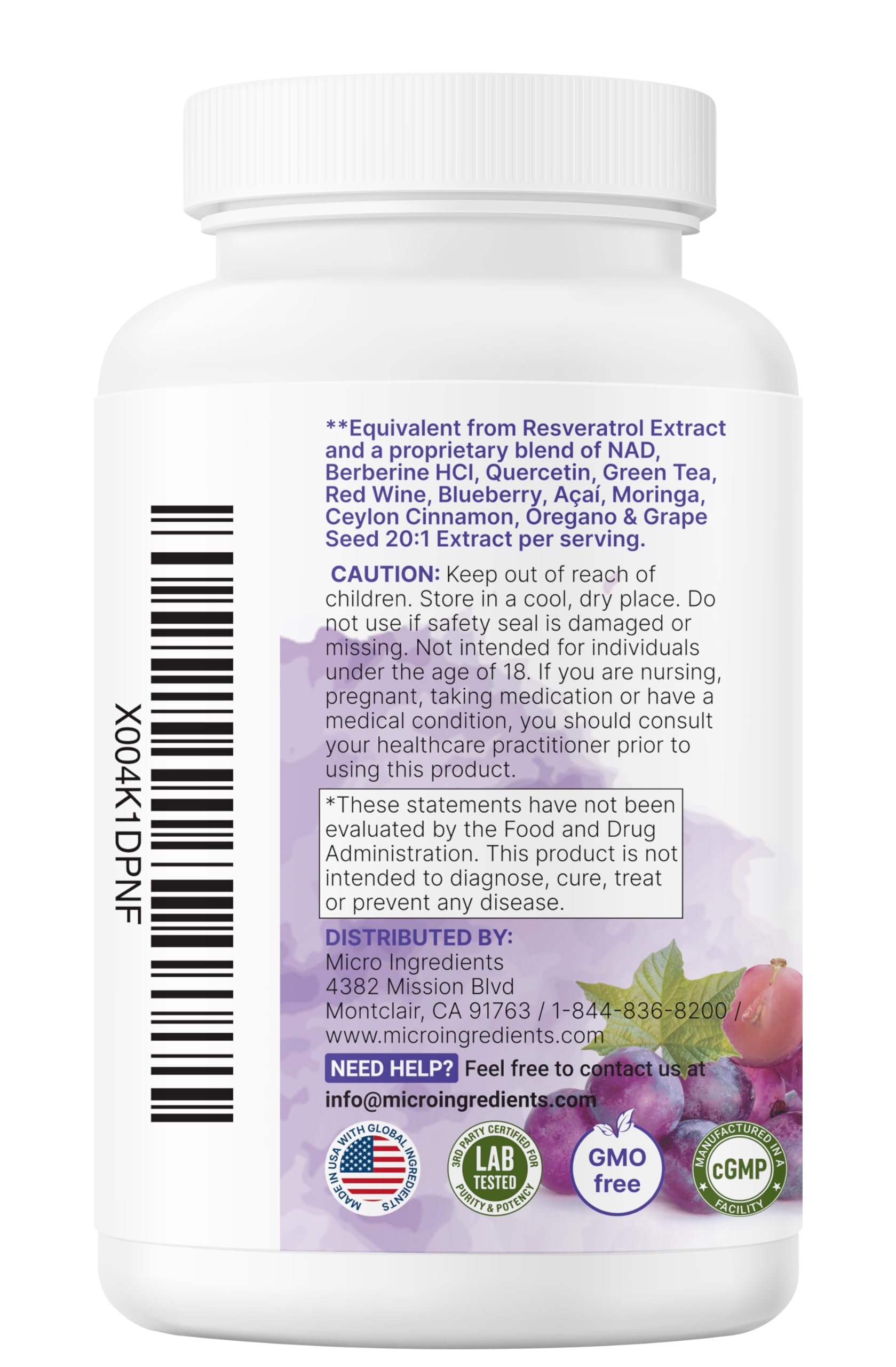 Micro Ingredients Resveratrol NAD Complex 3,000mg for Women & Men, 240 Veggie Capsules | NMN Supplement Alternative | 11-in-1 Blend with NAD+, Quercetin, Moringa, Berberine, Grape Seed, & Oregano Micro IngredientsAu supplements