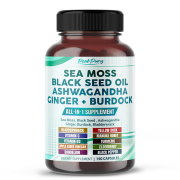 PEAKPURY Sea Moss Black Seed Oil Ashwagandha Ginger Burdock Bladderwrack - Immunity Support PEAKPURYAu supplements