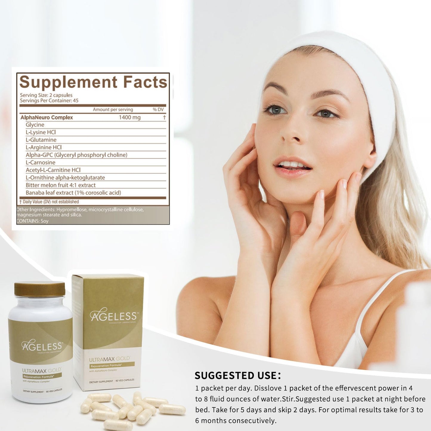 AGELESS™: UltraMAX Gold™ Capsules, HGH Anti-Aging Supplement for Women, Slows Ageless Foundation LaboratoriesUS supplements