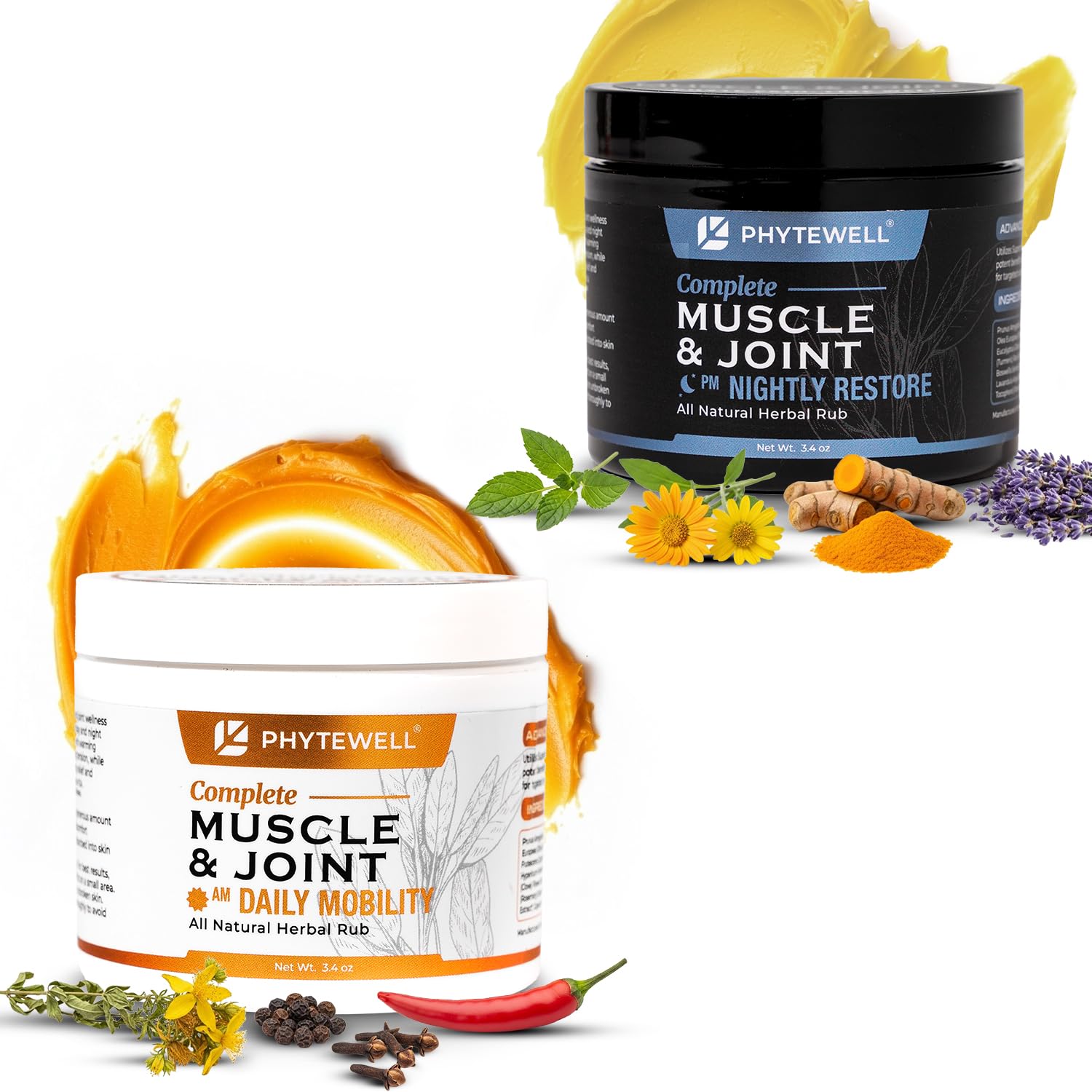 PHYTEWELL Muscle & Joint Rub Balm - Day & Night Pain Relief for Back, Knee, & Shoulder - Crafted with Arnica, Clove & Black Pepper to Support Recovery & Relaxation – Premium Non-Greasy Texture PHYTEWELLAu supplements