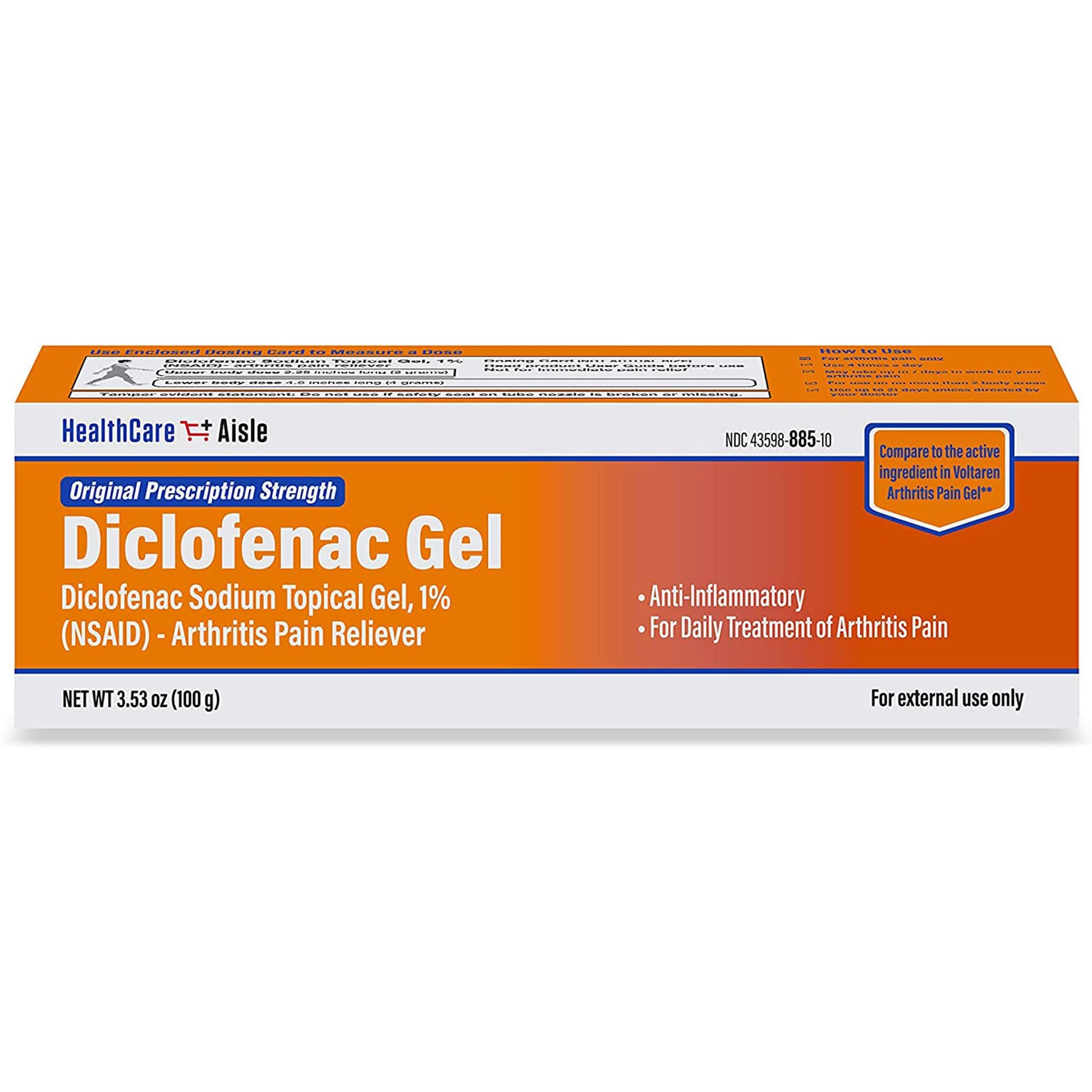 HealthCareAisle Diclofenac Gel, 1%, Arthritis Pain Relief - 100 g tube - Original Prescription Strength (NSAID) HealthCareAisleAu supplements
