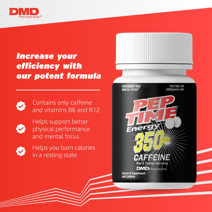 PEPTIME Energy Tablets, Vitamin B6 and B12 Caffeine Pills, 350 mg Caffein PEPTIME EnergyUS supplements