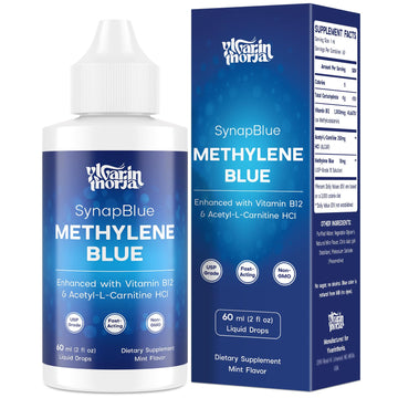 Methylene Blue Drops for Humans, 1% USP Grade – Dropper-Free No-Touch Bottle, Brain Supplement for Memory and Focus – Fast-Acting Nootropic with Methyl B12 & ALCAR – Caffeine-Free, Mint Flavor, 2oz YLVARIN THORIAAu supplements
