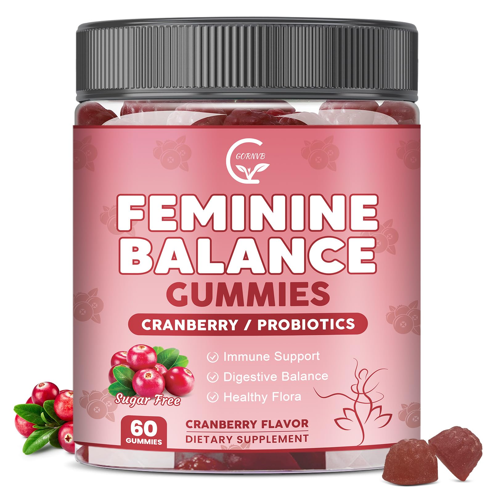 GORNVB Premium Feminine Balance Gummies for Women, Support pH Balance & Vaginal Probiotics Health Gummies with Cranberry Pineapple Powder, D-Mannose, Sugar Free, Gluten Free, Vegan GORNVBAu supplements