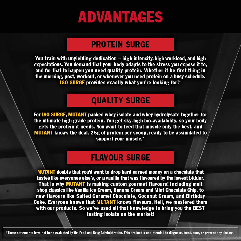 MUTANT ISO Surge – Pure whey Protein Isolate Powder, Low carb, Low Fat, Digestive Enzyme Boosted MutantAu supplements