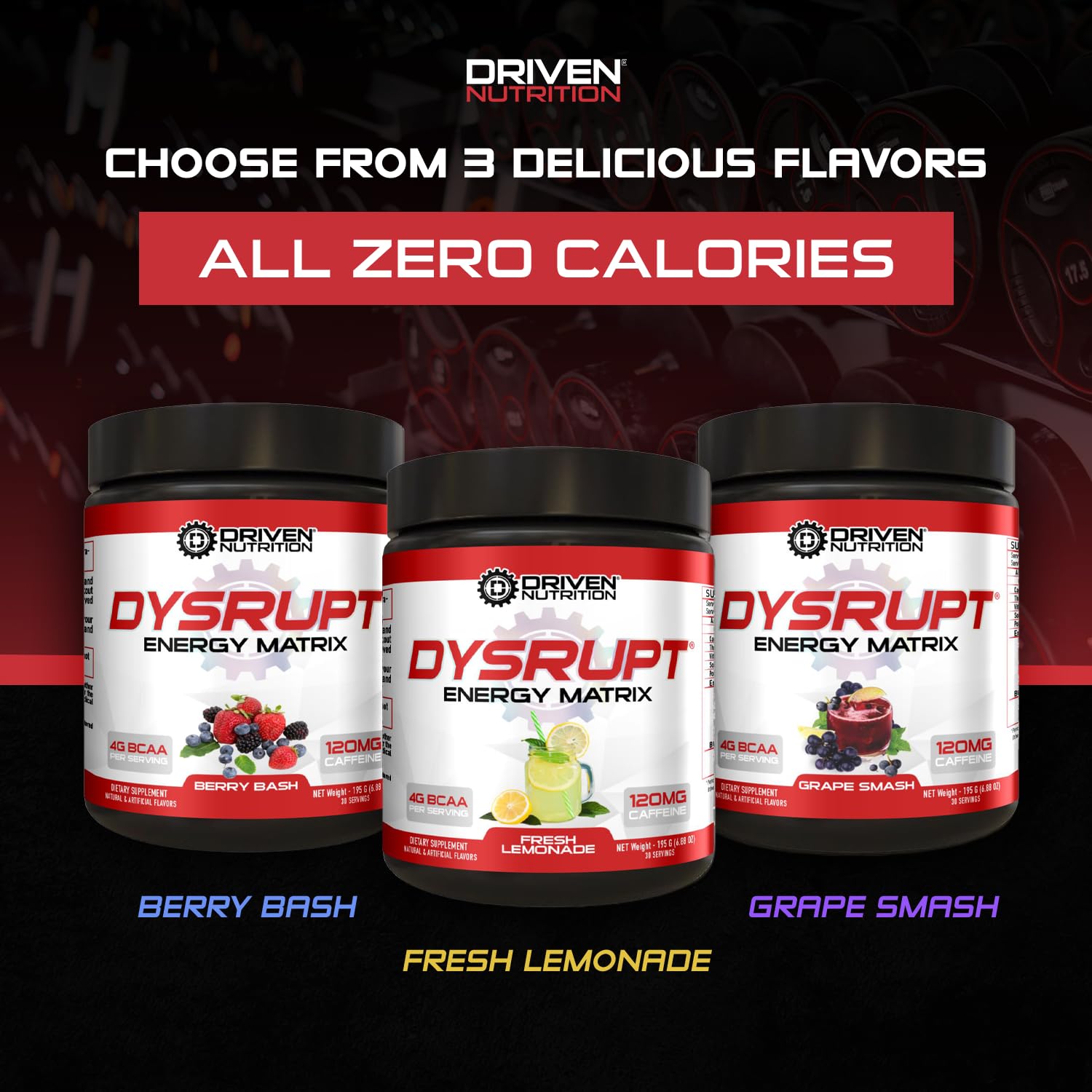 Driven Nutrition DYSRUPT: BCAA + Caffeine with Electrolytes: Sugar & Gluten Free Supplement Driven NutritionAu supplements