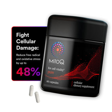 MitoQ Pure Advanced Mitochondria Supplement Superior Bioavailability to CoQ10 | Reduces Free Radical Damage for Healthy Aging, Metabolism, Heart Health, Energy, Strength & Mobility MitoQAu supplements