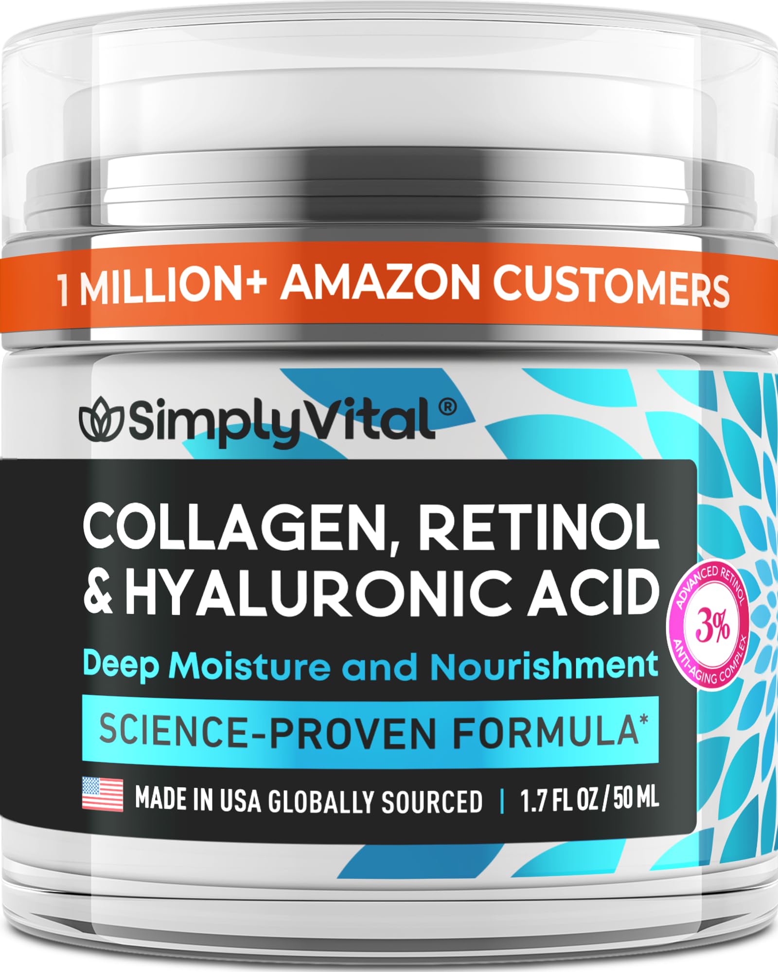 Anti-Aging Face Moisturizer with Retinol, Collagen & Hyaluronic Acid - Made in USA - Moisturizer Face Cream for Women & Men - Firming & Hydrating Neck Cream - Day & Night Skin Care - 1.7 fl oz SimplyVitalAu supplements