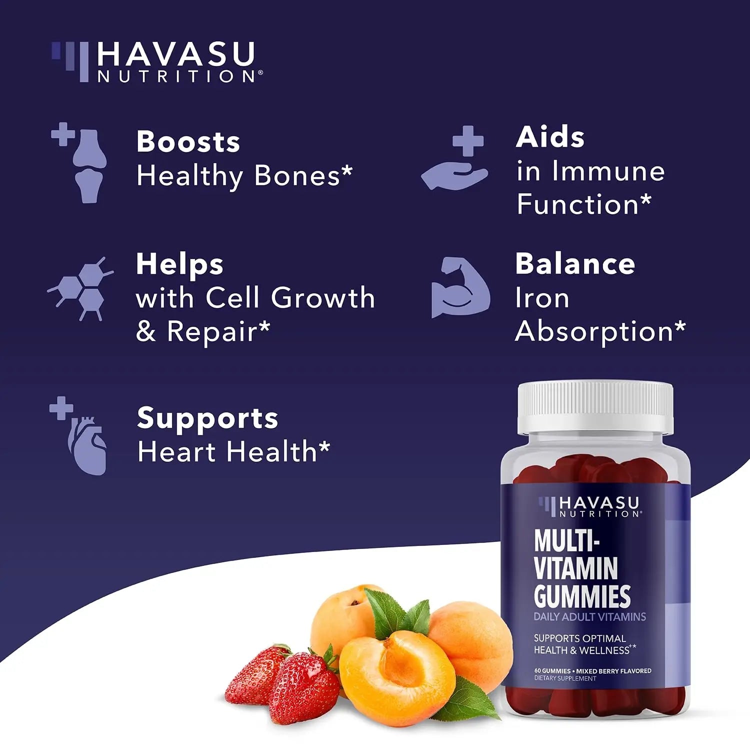 Multivitamin Gummies for Adults - Daily Gummy with Vitamin C, D, and Zinc for Men and Women - 60 Count - GLP-1 Nutritional Support HAVASU NUTRITIONAu supplements