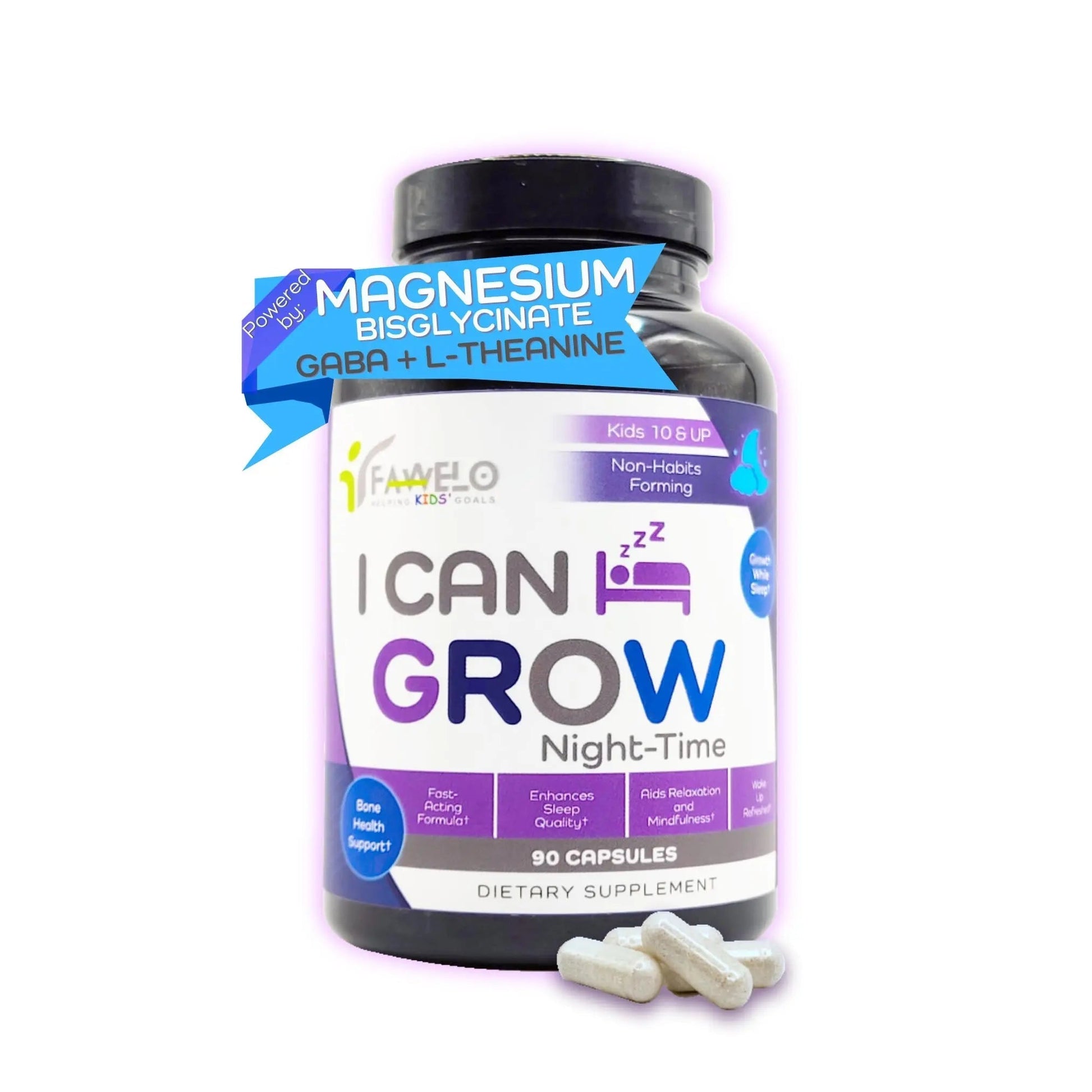I Can Grow NightTime Kids Vitamins Multivitamin Sleep Aid | Magnesium for Kids with Magnesium Bisglycinate | Natural Calm & Recovery | FaweloAu supplements
