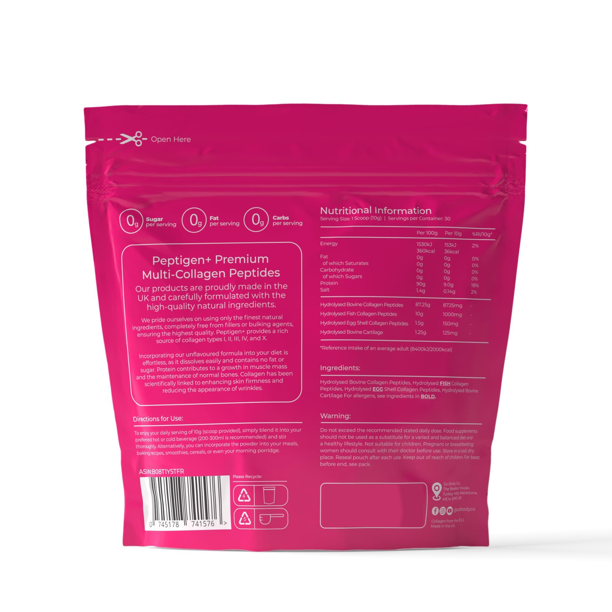 SoBodyCo Premium Collagen Supplement, Unique 5 Types of Collagen Powder, 300000mg, Collagen Peptides, Collagen So Body CoAu supplements
