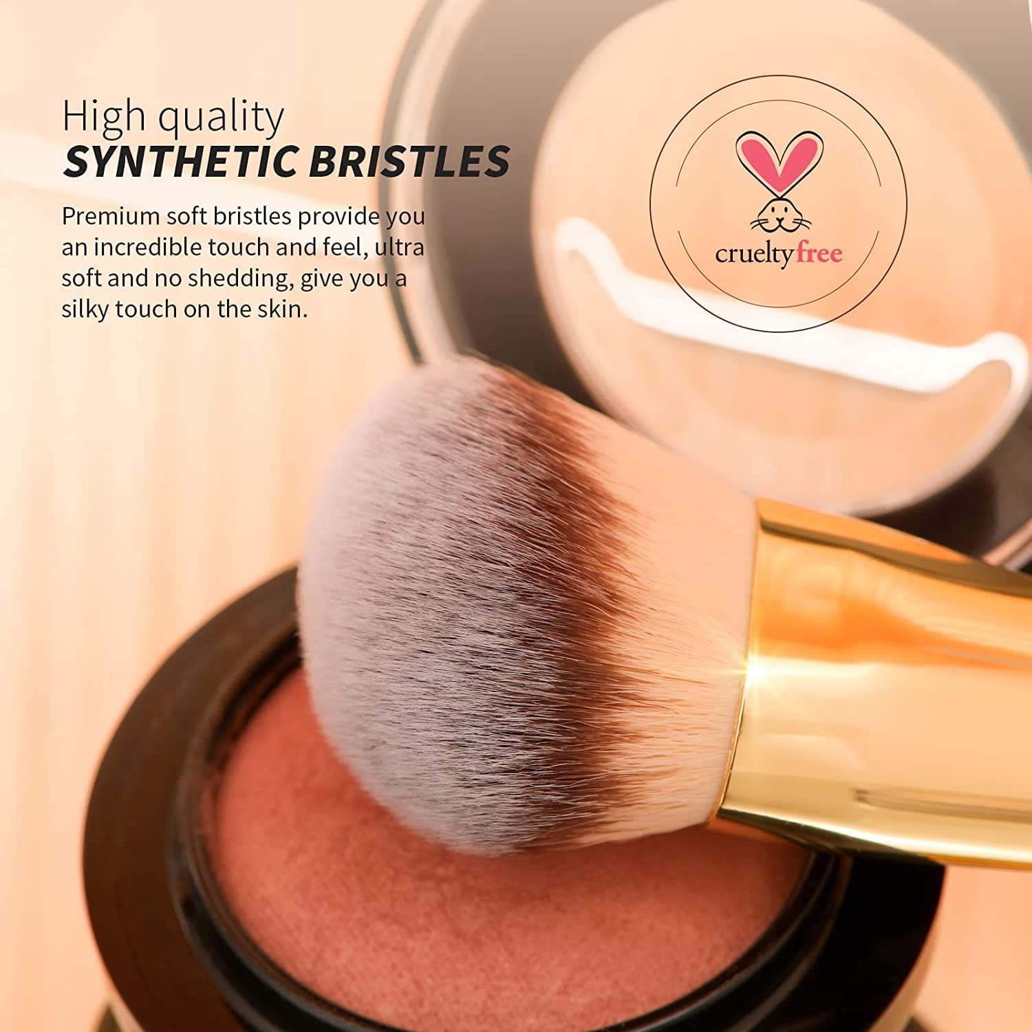DUcare Dual End Foundation Contour Bronzer Brush, Gold Glitter Handle Double Ended Professional Face Makeup Tool for Liquid Cream Powder DUcareAu supplements