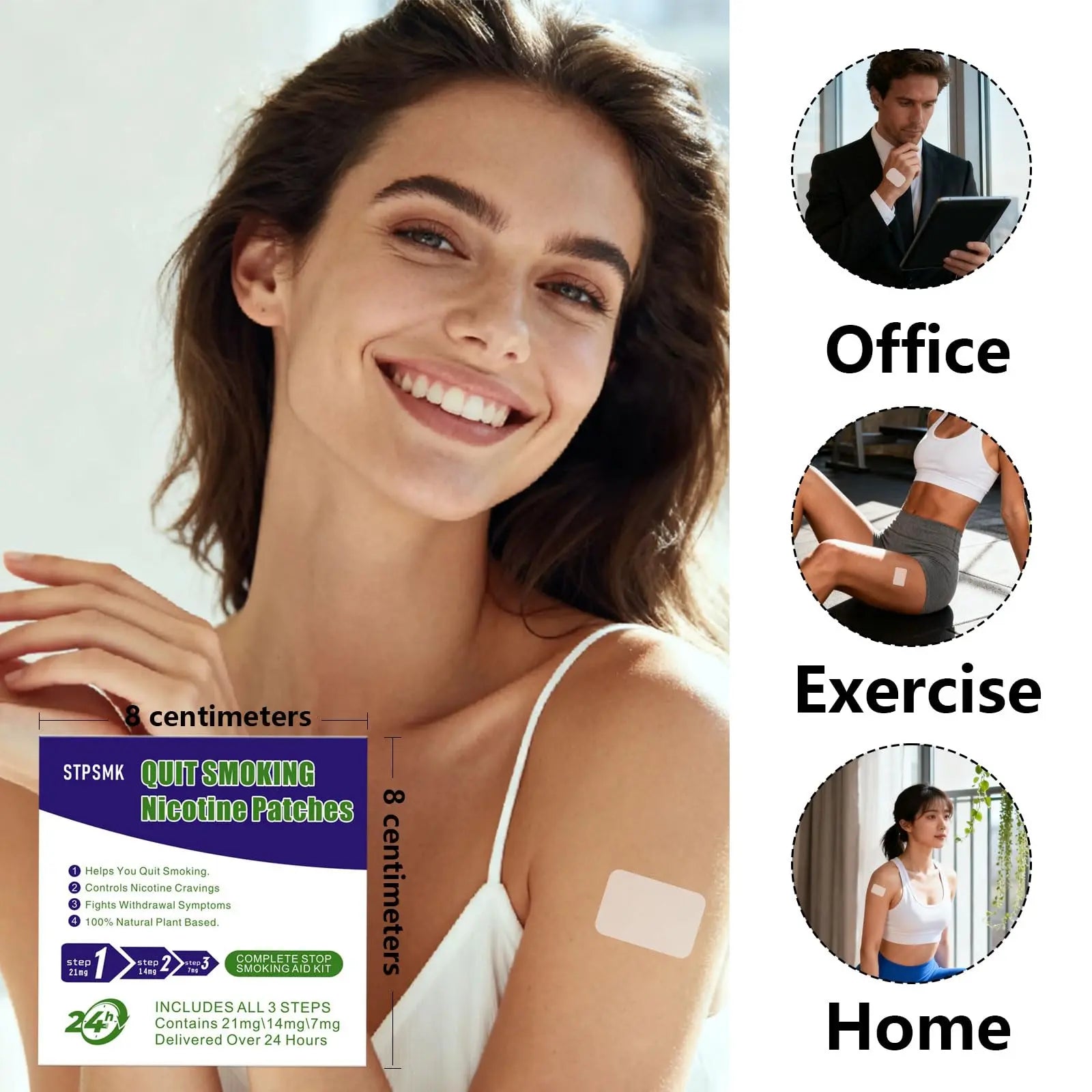 Nicotine Patches Step 1+-3, 28mg Dividable into 4×7mg Pieces – Covers All Quit Stages, 24-Hour Transdermal Quit Smoking Aid (30 Patches) STPSMKnz supplements