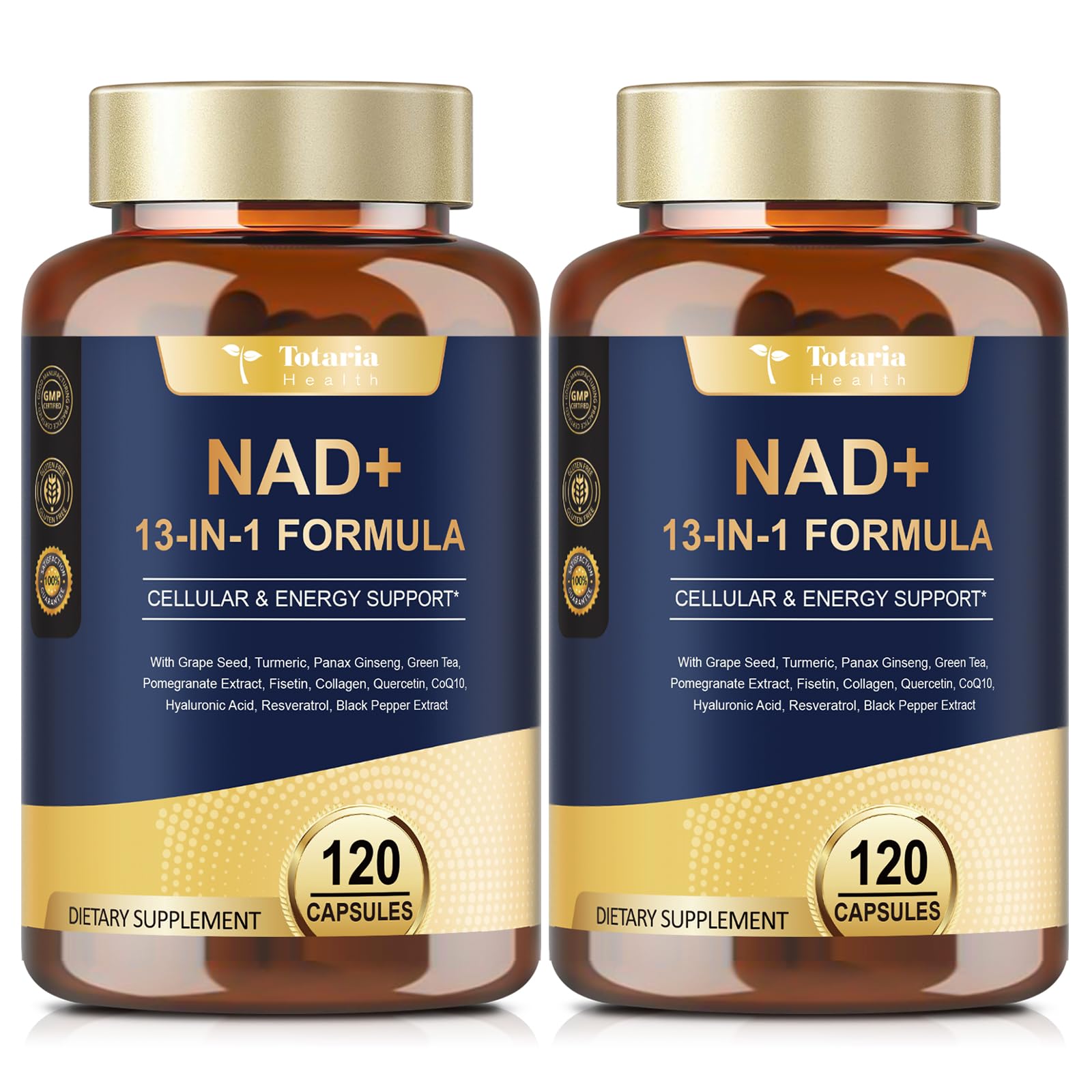 Totaria (2 Packs) NAD Supplement for Women Men with nicotinamide riboside resveratrol,Quercetin, Betaine Boost NAD+ Levels NAD Plus Supplement for Anti Aging, Energy, Immune, Focus 120 Capsules TotariaAu supplements