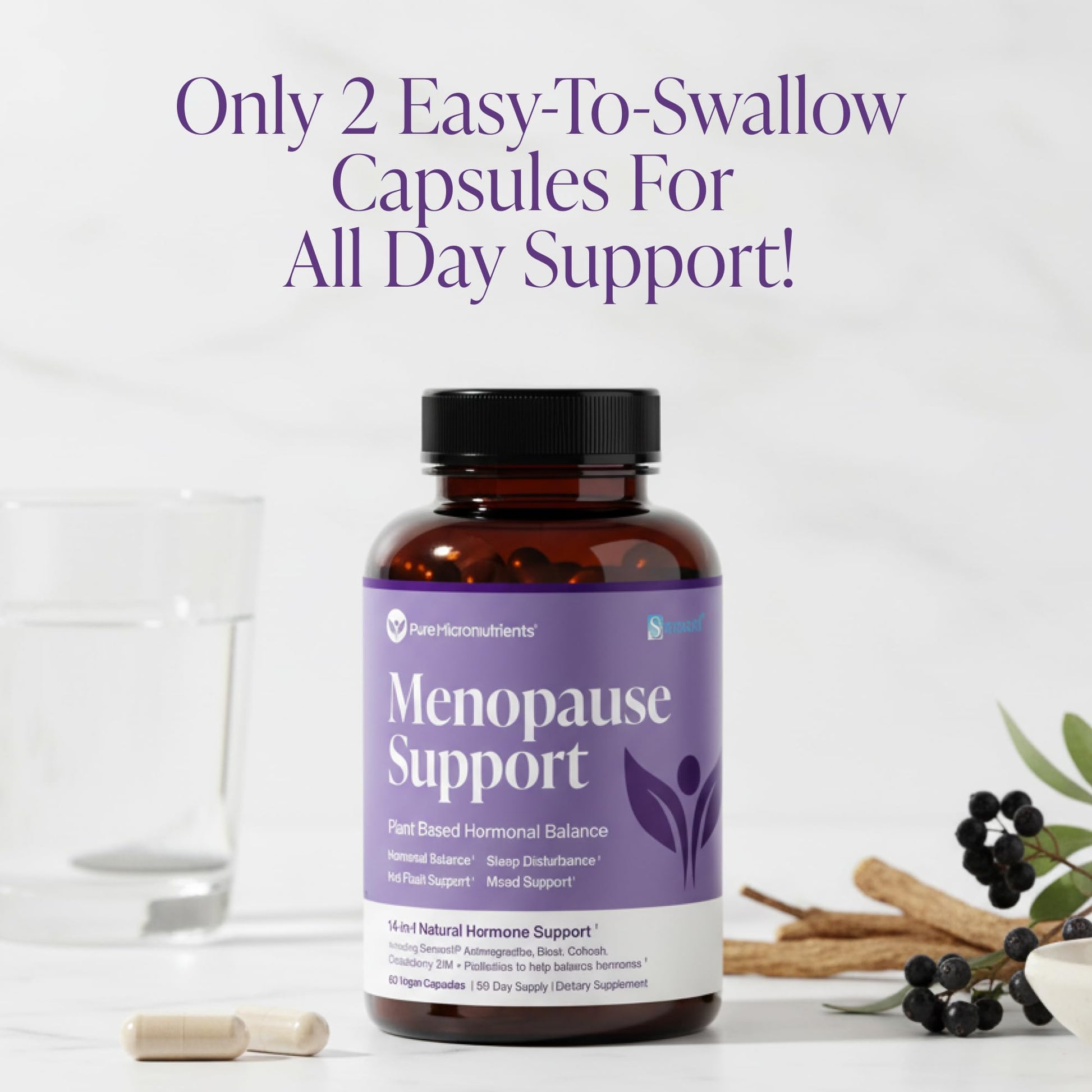 Menopause Supplements for Women - Natural Hormone Balance - Hot Flashes, Night Sweats, Sleep & Mood Support. with Sensoril® Ashwagandha, DIM, Chaste Berry & Black Cohosh Root - 60 Count Pure MicronutrientsAu supplements