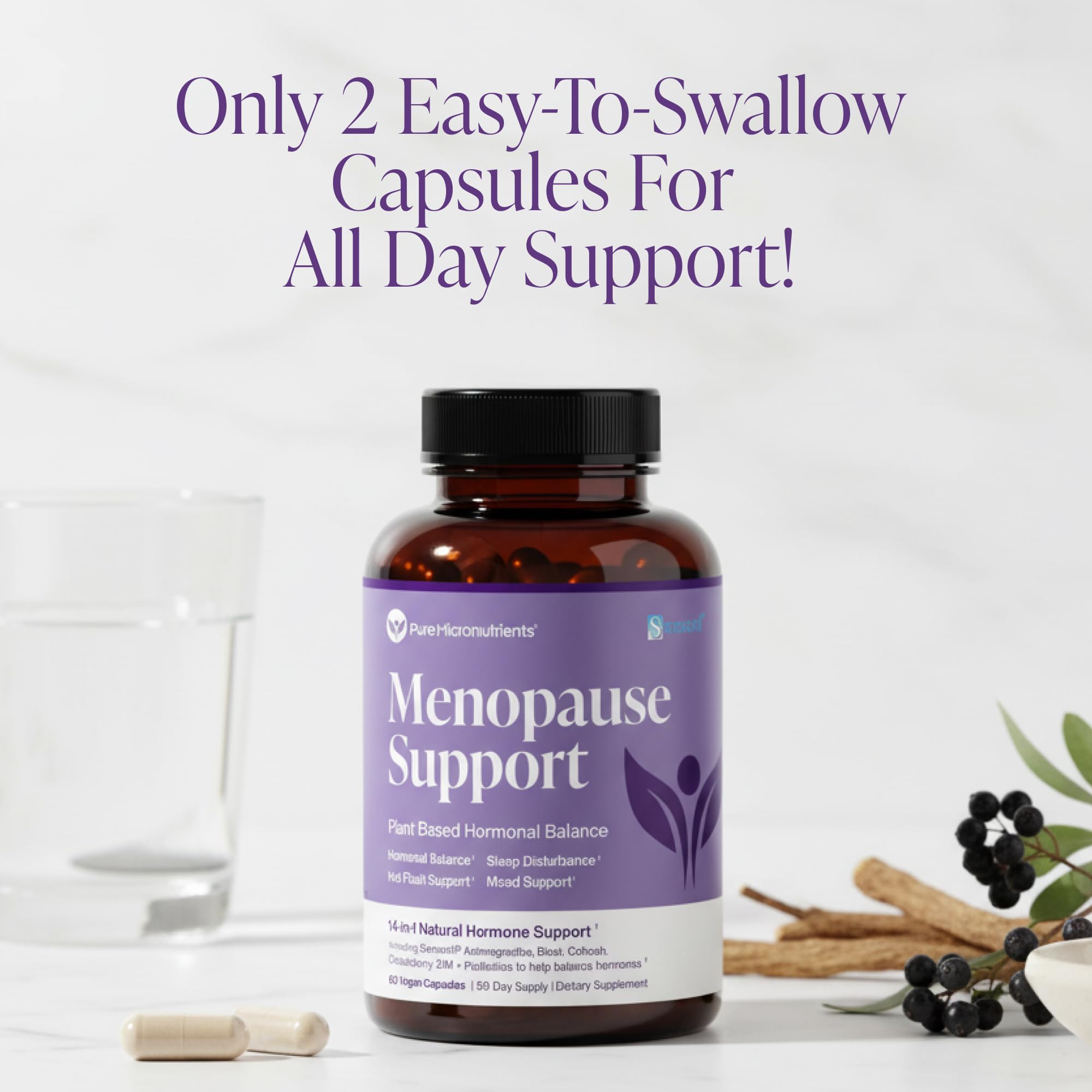Menopause Supplements for Women - Natural Hormone Balance - Hot Flashes, Night Sweats, Sleep & Mood Support. with Sensoril® Ashwagandha, DIM, Chaste Berry & Black Cohosh Root - 60 Count Pure MicronutrientsAu supplements