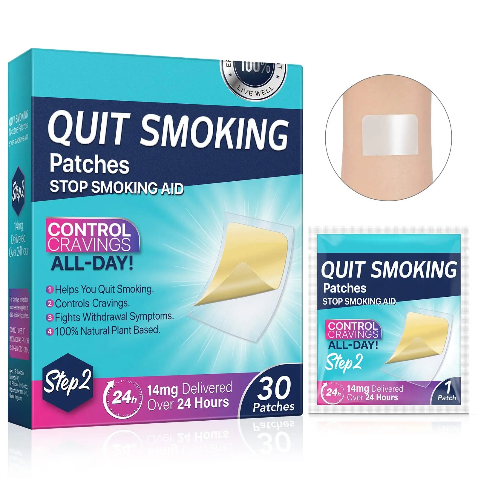 Step 2 Quit Smoking Patches, 14mg Stop Smoking Aids Patches, 30 Count Quit Smoking Stickers that Work with 2 Weeks, Helping Quit Patch, Easy & Effective Anti-Stickers NenMaoKeNuAu supplements