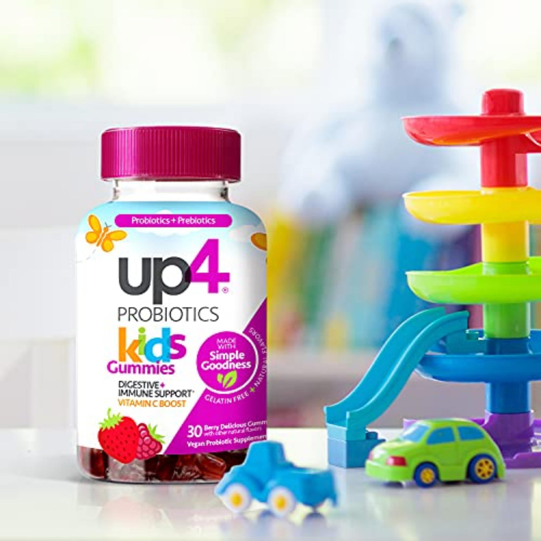 up4 Kids Probiotic Gummies, Digestive and Immune Support with Prebiotics and Vitamin C, Gelatin Free, Gluten Free and Non-GMO, For Ages 3+, 30 count up4Au supplements