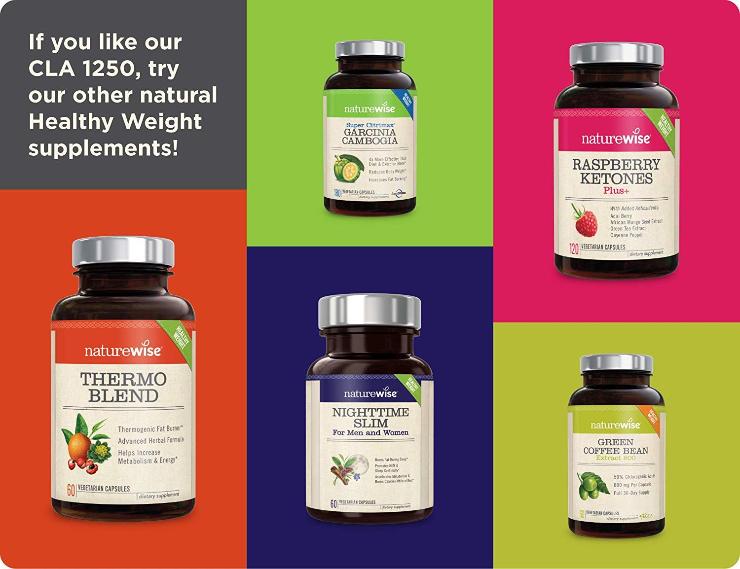 NatureWise CLA 1250 Support Exercise Naturally (2-Month Supply), Support Fitness goals NatureWiseUS supplements