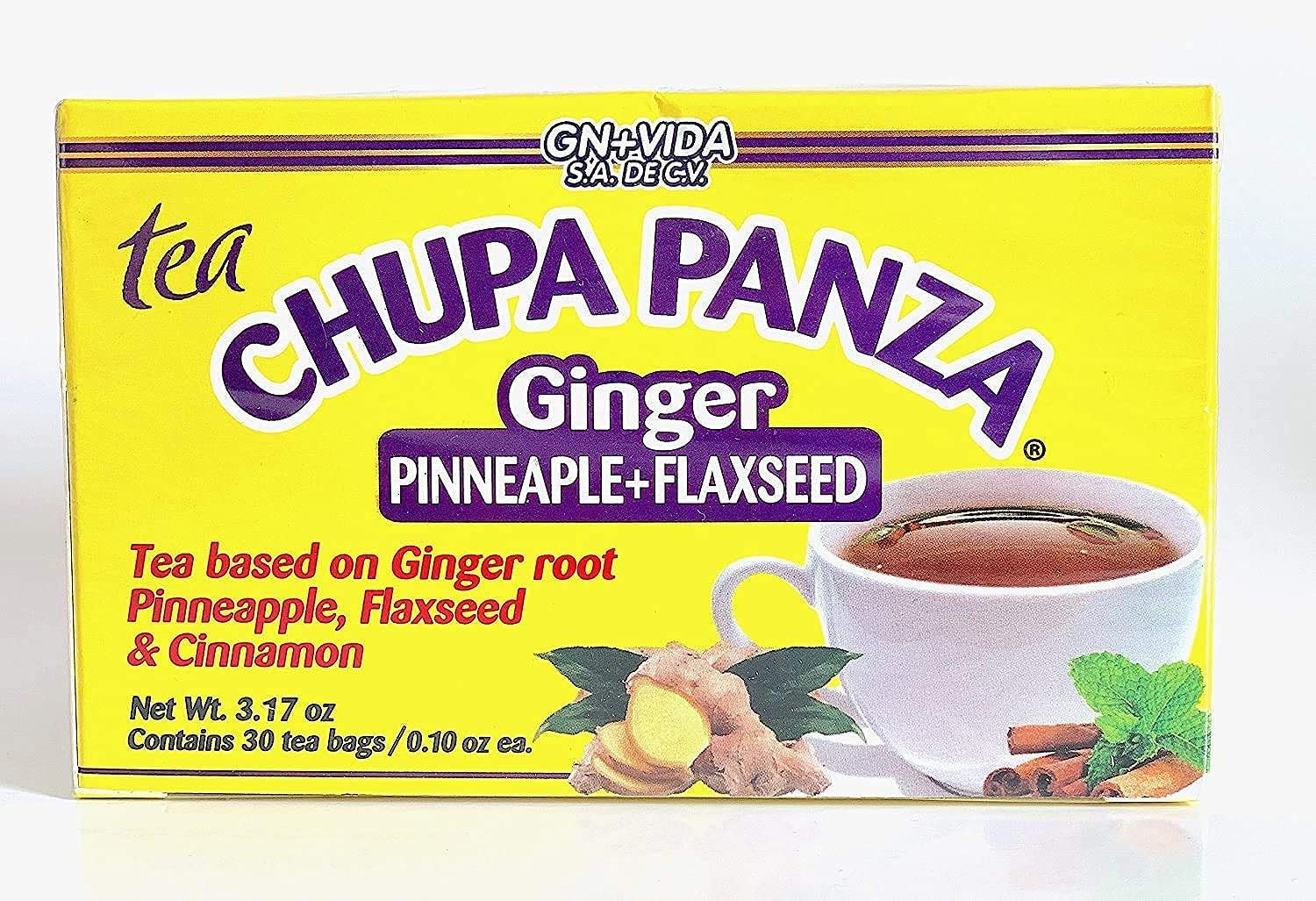 Tea CHUPA Panza, Tea Based ONGINGER Root, PINNEAPPLE, Flaxseed & Cinnamon GN+VidaAu supplements