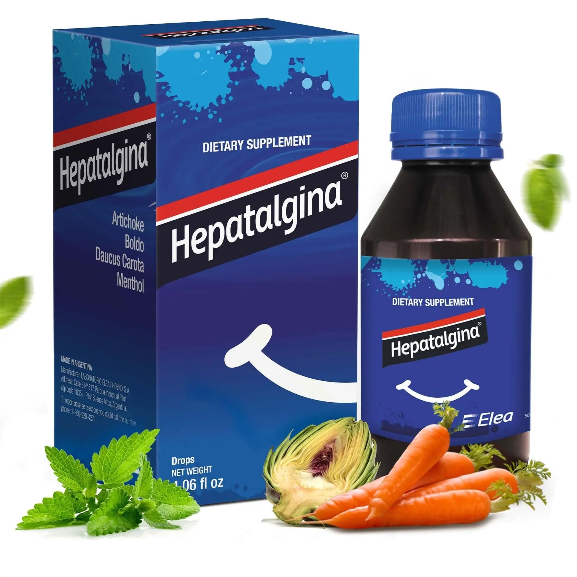 Hepatalgina Liver Support Digestive Protector - Liquid Herbal Supplement with Artichoke Extract for Liver Cleanse Detox & Repair - Liver Detox Cleanse Drops with Mint, Boldo & Carrot - 120 ml HepatalginaAu supplements