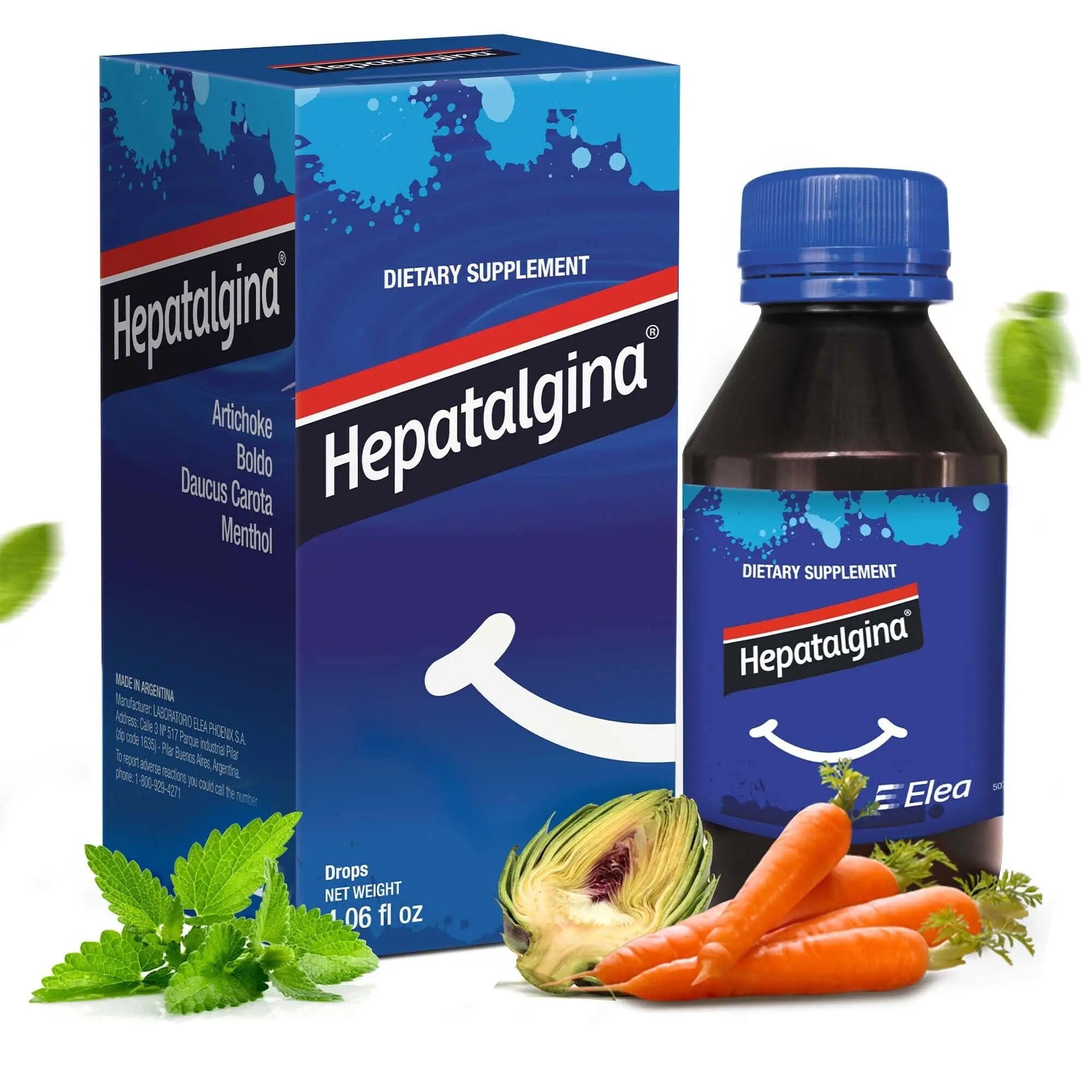 Hepatalgina Liver Support Digestive Protector - Liquid Herbal Supplement with Artichoke Extract for Liver Cleanse Detox & Repair - Liver Detox Cleanse Drops with Mint, Boldo & Carrot - 120 ml HepatalginaAu supplements