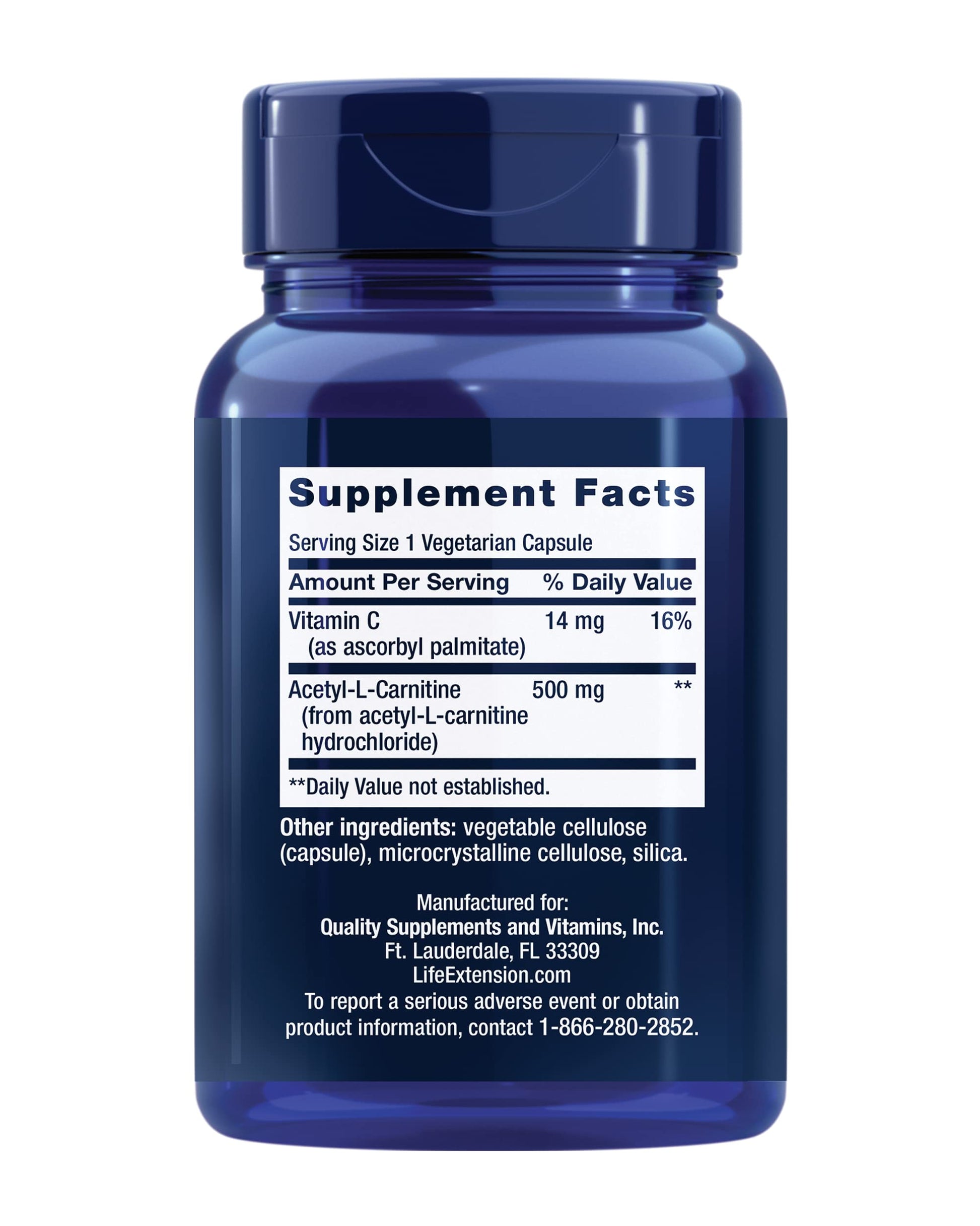 Life Extension Acetyl-L-Carnitine, Acetyl-L-Carnitine, vitamin C, Brain, mood & nerve health Life ExtensionAu supplements