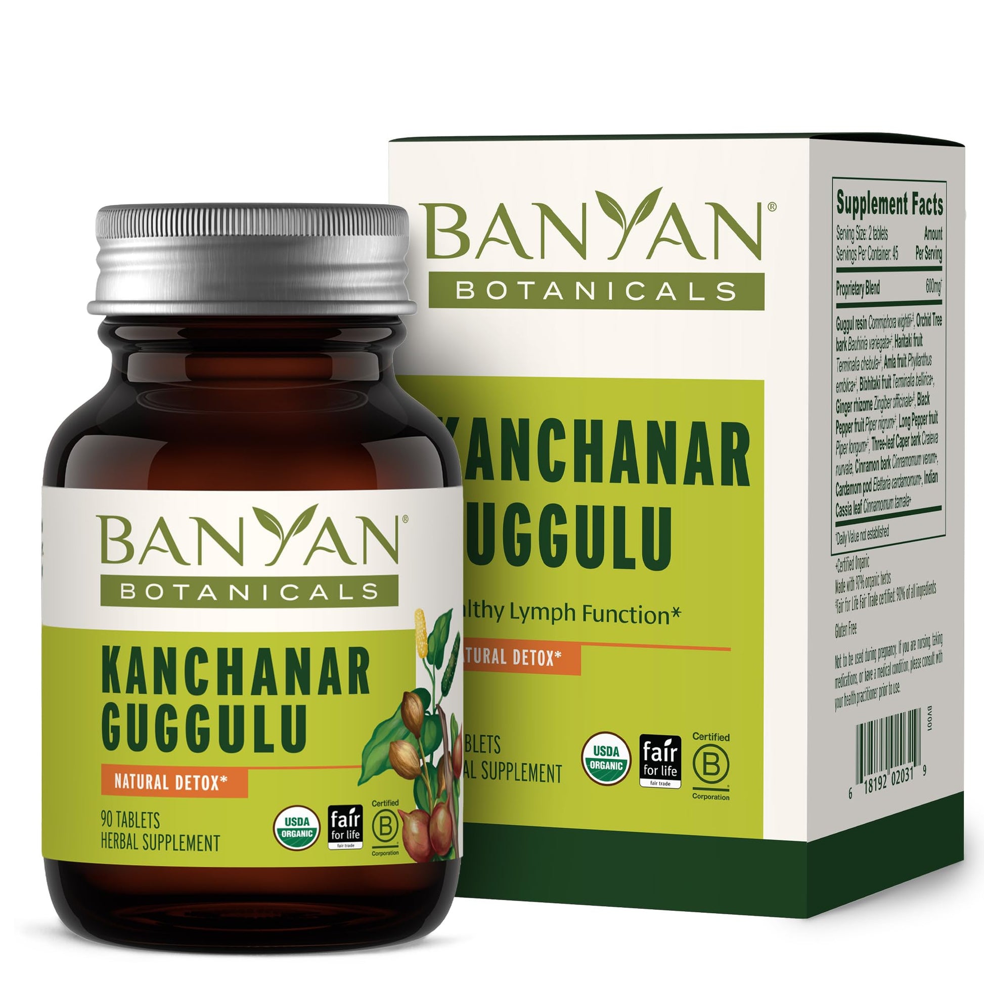Banyan Botanicals Kanchanar Guggulu Tablets – Organic Lymph Supplement with Guggulu Resin – Promotes the Healthy Elimination of Natural Toxins* – 90 Tablets – Non-GMO Sustainably Sourced Vegan Banyan BotanicalsAu supplements