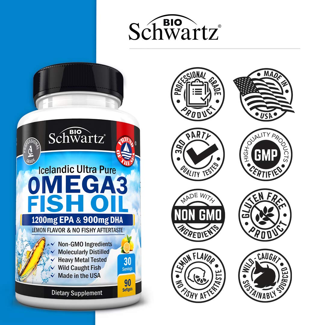 Omega 3 Fish Oil Supplement - 1200mg EPA and 900mg DHA Fatty Acid Per Serving BioSchwartzAu supplements