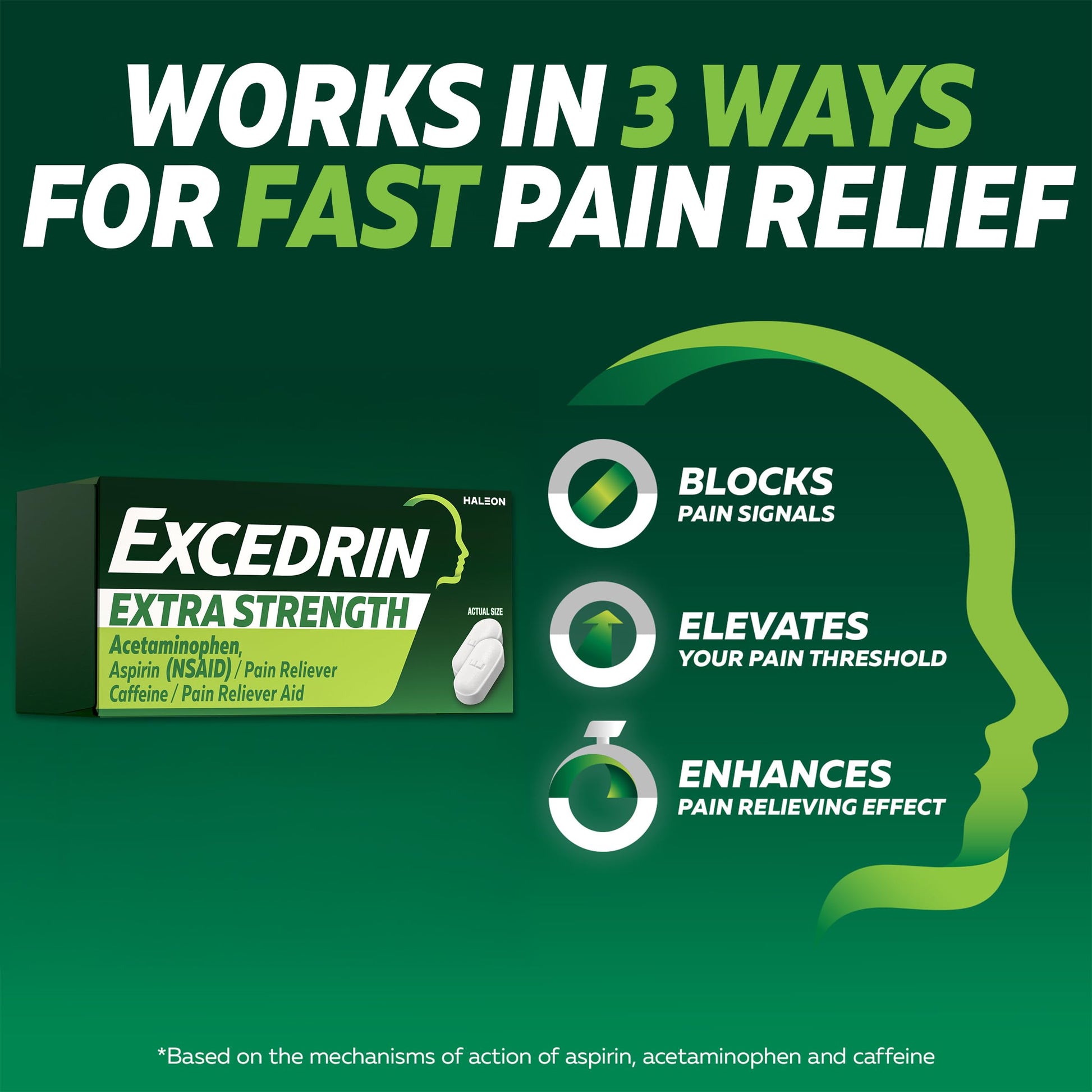 Excedrin Extra Strength Pain Relief Caplets for Headache Relief, Acetaminophen 250mg, Aspirin 250mg, Caffeine 65mg, Pain Reliever, 200 Count ExcedrinAu supplements