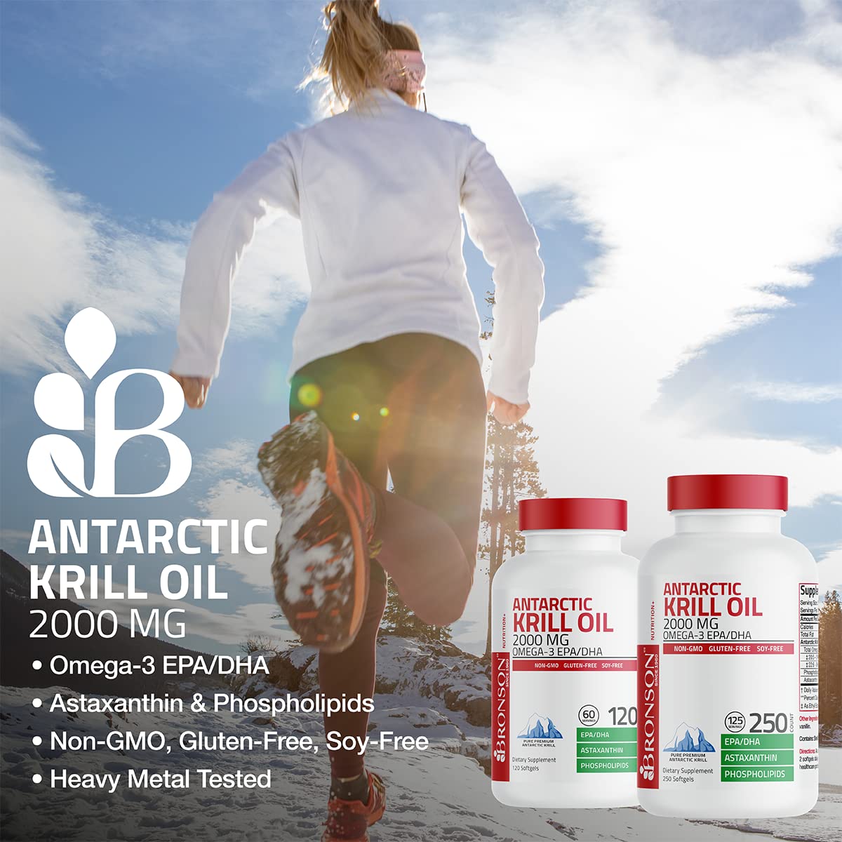 Bronson Antarctic Krill Oil 2000 mg with Omega-3s EPA, DHA, Astaxanthin and Phospholipi BronsonUS supplements