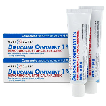 GeriCare Dibucaine Hemorroid Ointment 1% Pain-Relief Hemorrhoid Cream |Hemorroidal & Topical Analgesic| Quick Relief from Burning & Itching | Fast-Acting External Hemorrhoid Treatment 1oz (2 Pack) GeriCareAu supplements