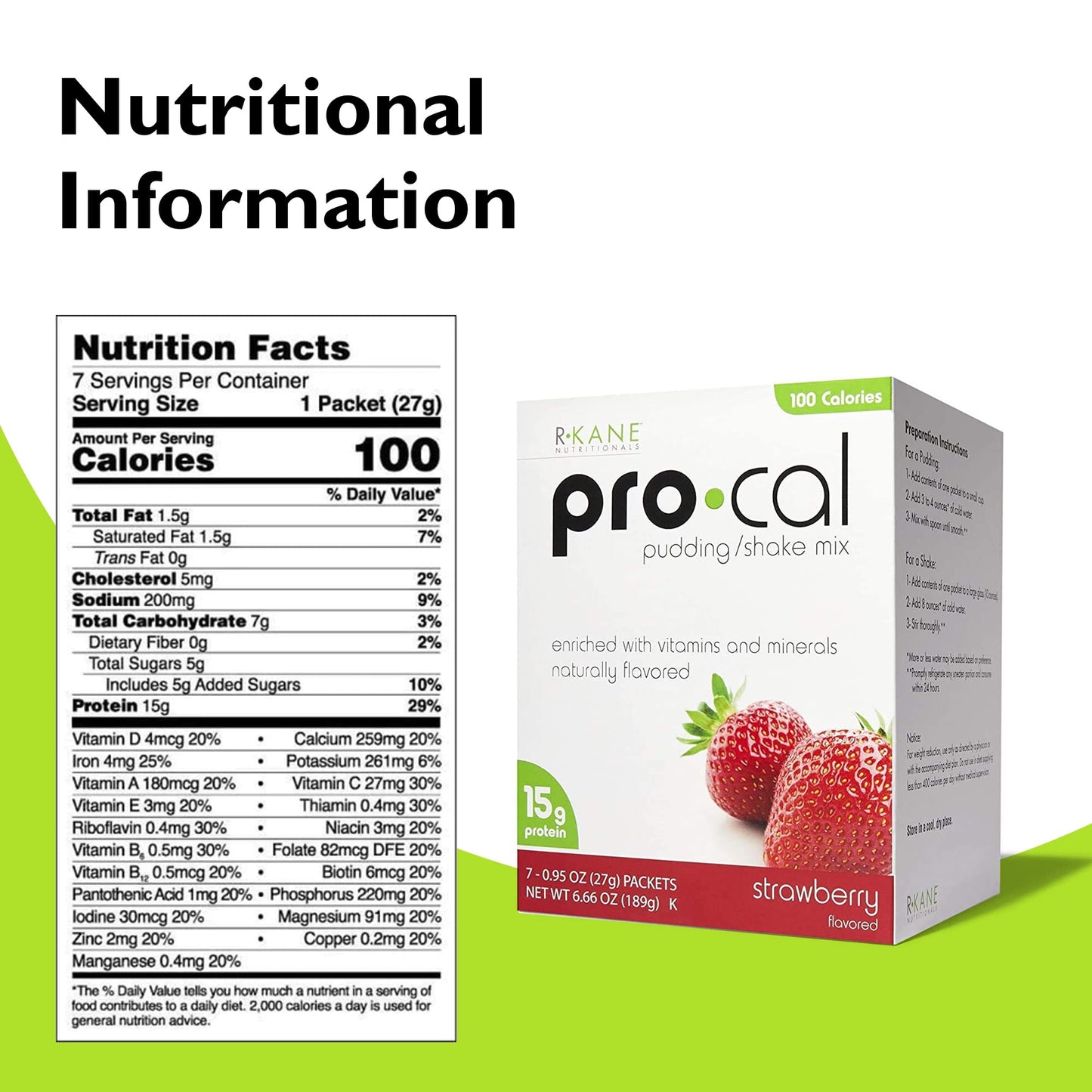 R-Kane Nutritionals Pro-Cal Pudding/Shake Mix, Low Calorie Protein Shake Powder R-Kane NutritionalsUS supplements