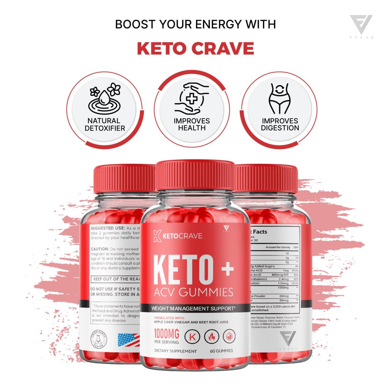 (3 Pack) Keto Crave ACV Gummies Kelly Clarkson, Ketocrave Keto + ACV Gummies Advanced FyvusUS supplements