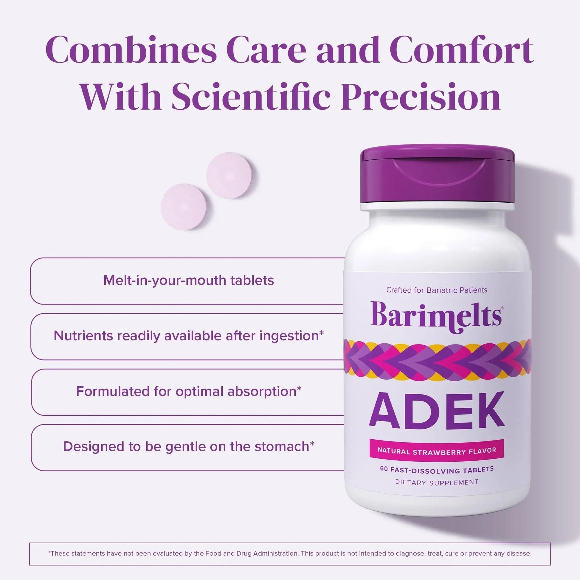 Barimelts ADEK - 60 Fast-Dissolving Tablets (2-Month Supply) - Sugar-Free Bariatric Vitamins for Women Including Vitamin A, Vitamin D, Vitamin E BariMeltsAu supplements