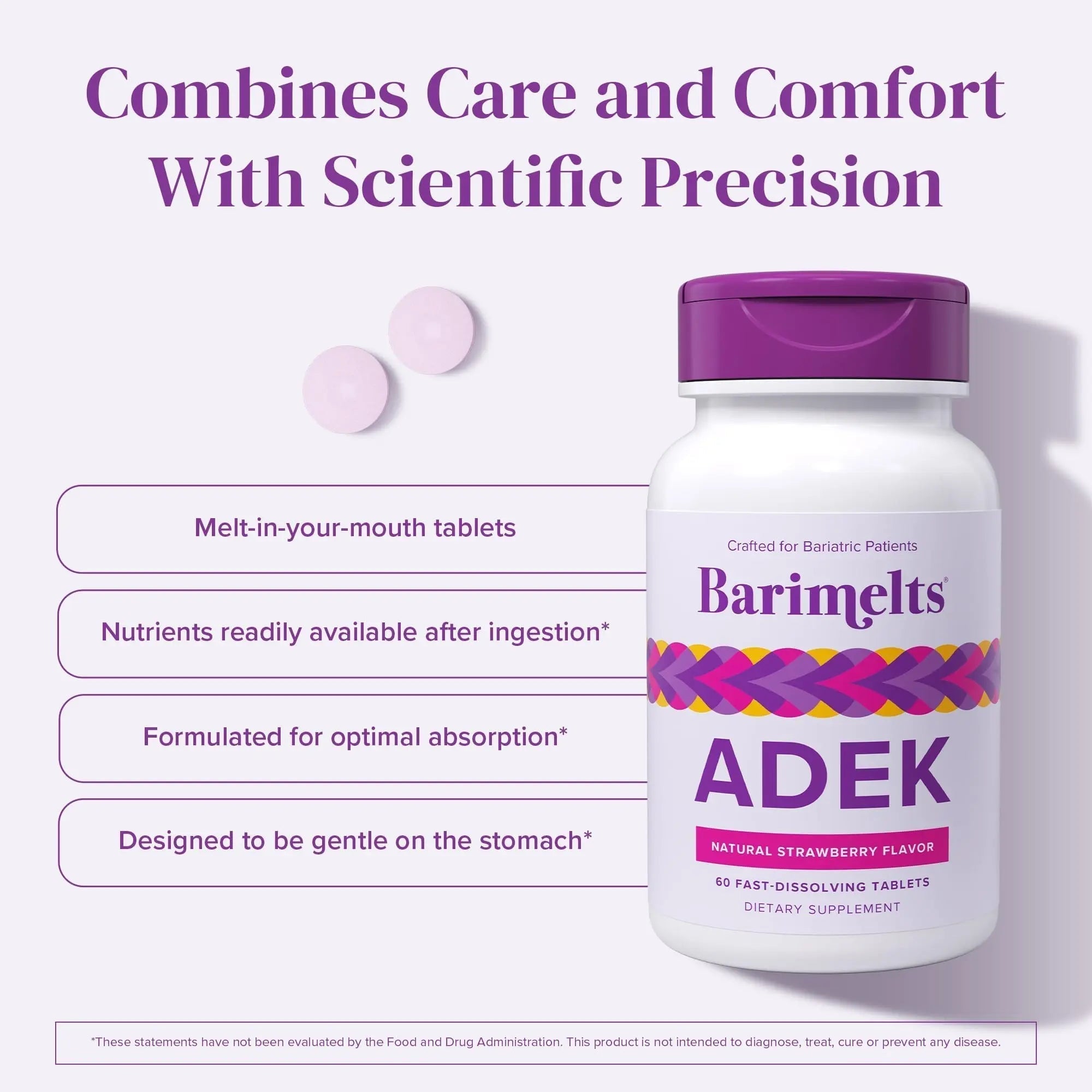 Barimelts ADEK - 60 Fast-Dissolving Tablets (2-Month Supply) - Sugar-Free Bariatric Vitamins for Women Including Vitamin A, Vitamin D, Vitamin E BariMeltsAu supplements