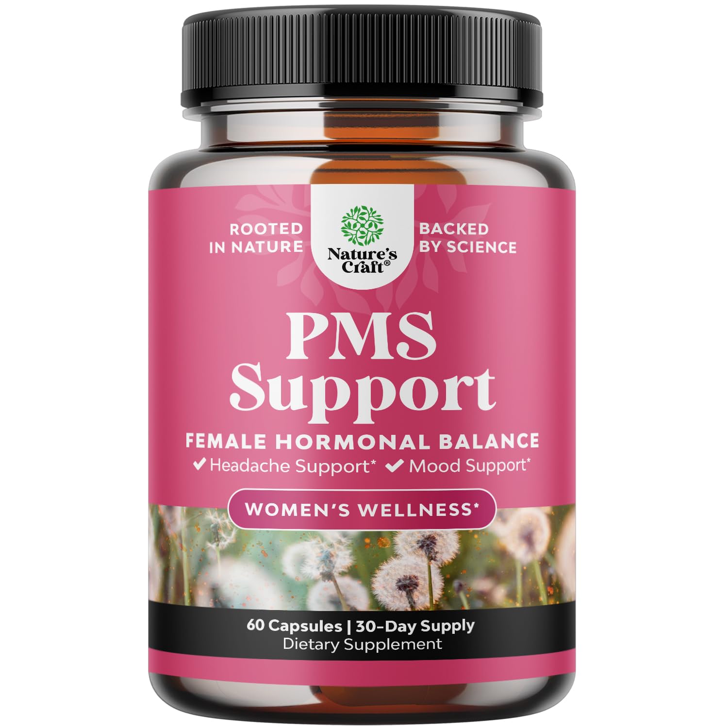 PMS Support Supplement for Women – Hormone Balance for Women & Menstrual Discomfort with DIM, Chasteberry, Black Cohosh & Ashwagandha - for Period Cramps Ease, Menopause Bloating, Mood Swing – 60 Ct Natures CraftAu supplements