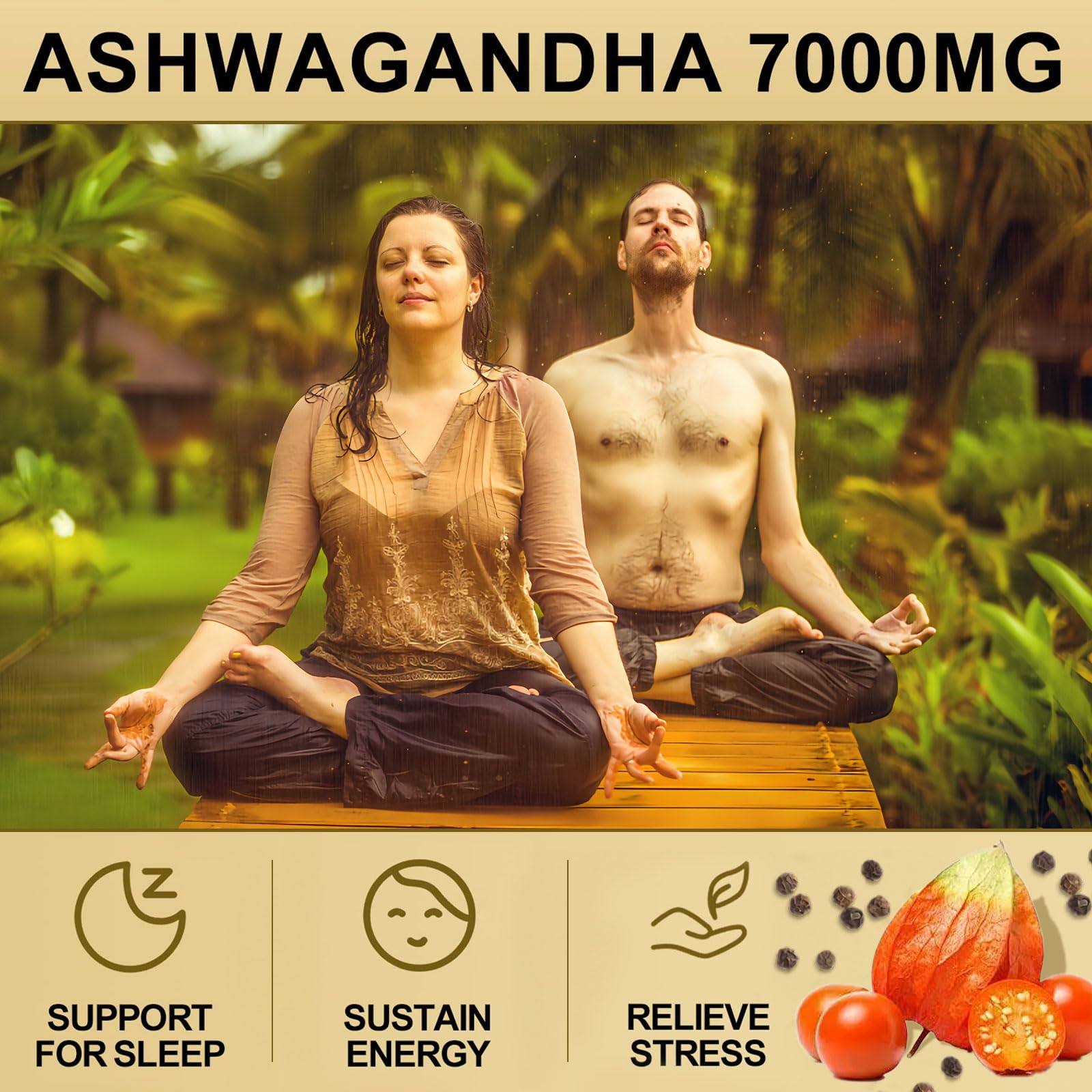 7000mg Ashwagandha Supplements Powder (20:1 Root Extract), 120 Organic Ashwagandha Capsules for Women & Men, Black Pepper & BioPerine for Absorption, Non GMO, Third-Party Tested, Gluten Free SoundHealthAu supplements