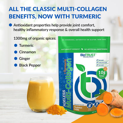 BioTrust Collagen Powder with Turmeric – 5 Types (I, II, III, V, X) + Turmeric BioTrustUS supplements