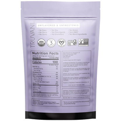 Truvani Organic Vegan Protein Powder Unflavored - 20g of Plant Based Protein, Organic TruvaniUS supplements